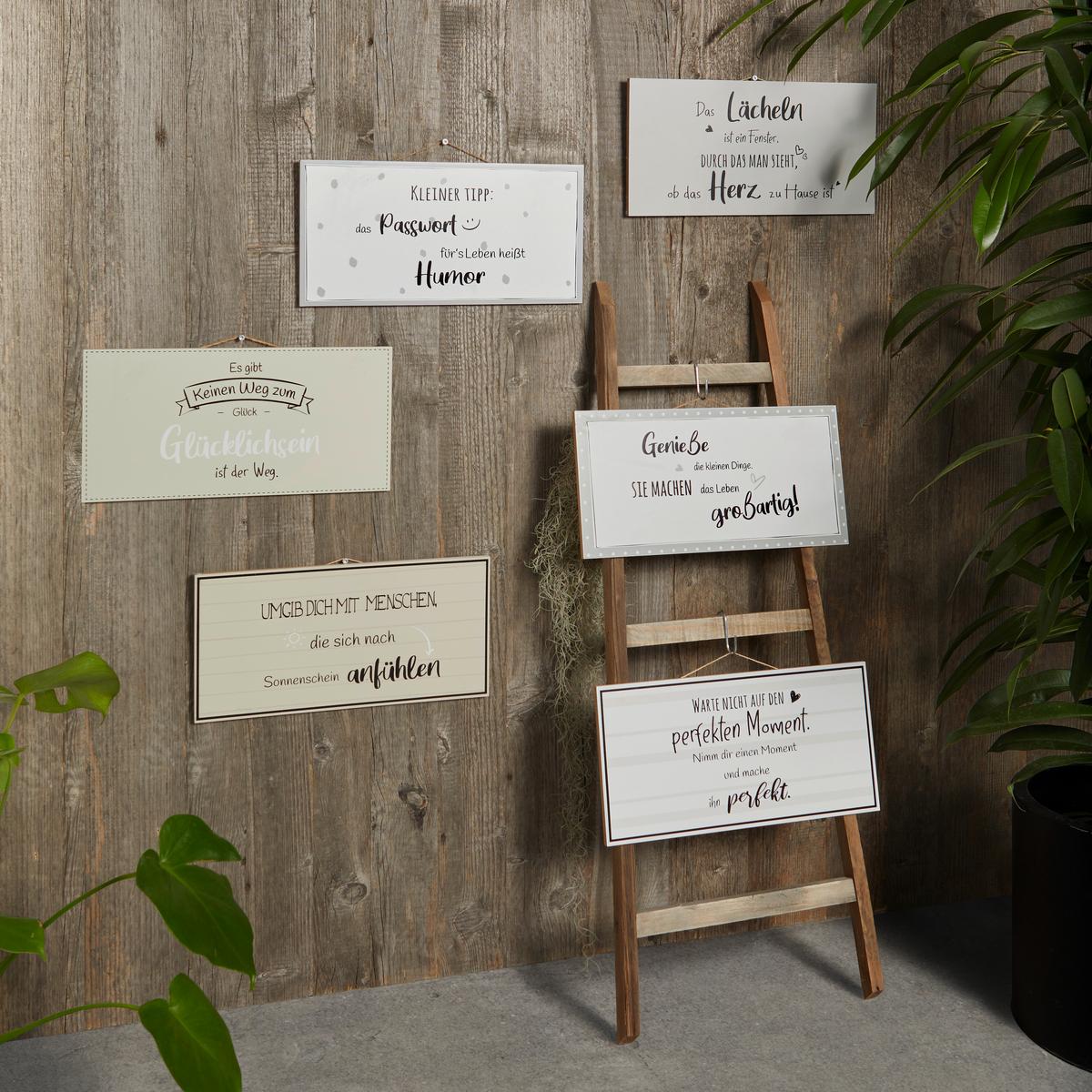 Dekoschild 2020850 Aafke - Beige/Schwarz, Basics, Holzwerkstoff (40/20/1cm)