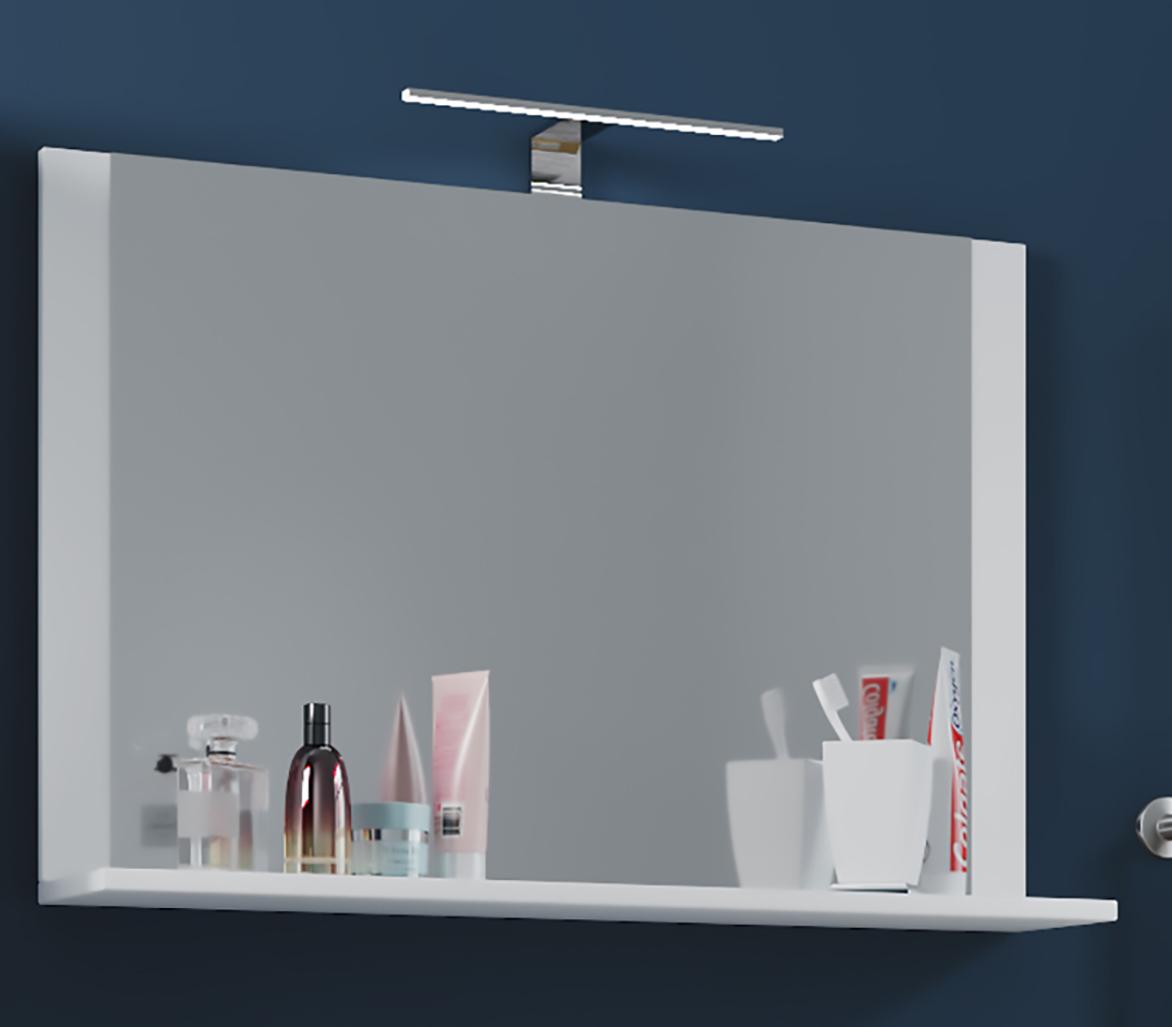 Badspiegel Vcb10 BxH: 80x65 cm mit Ablage Weiß - Weiß, Basics, Holzwerkstoff (80/65/16,6cm) - MID.YOU