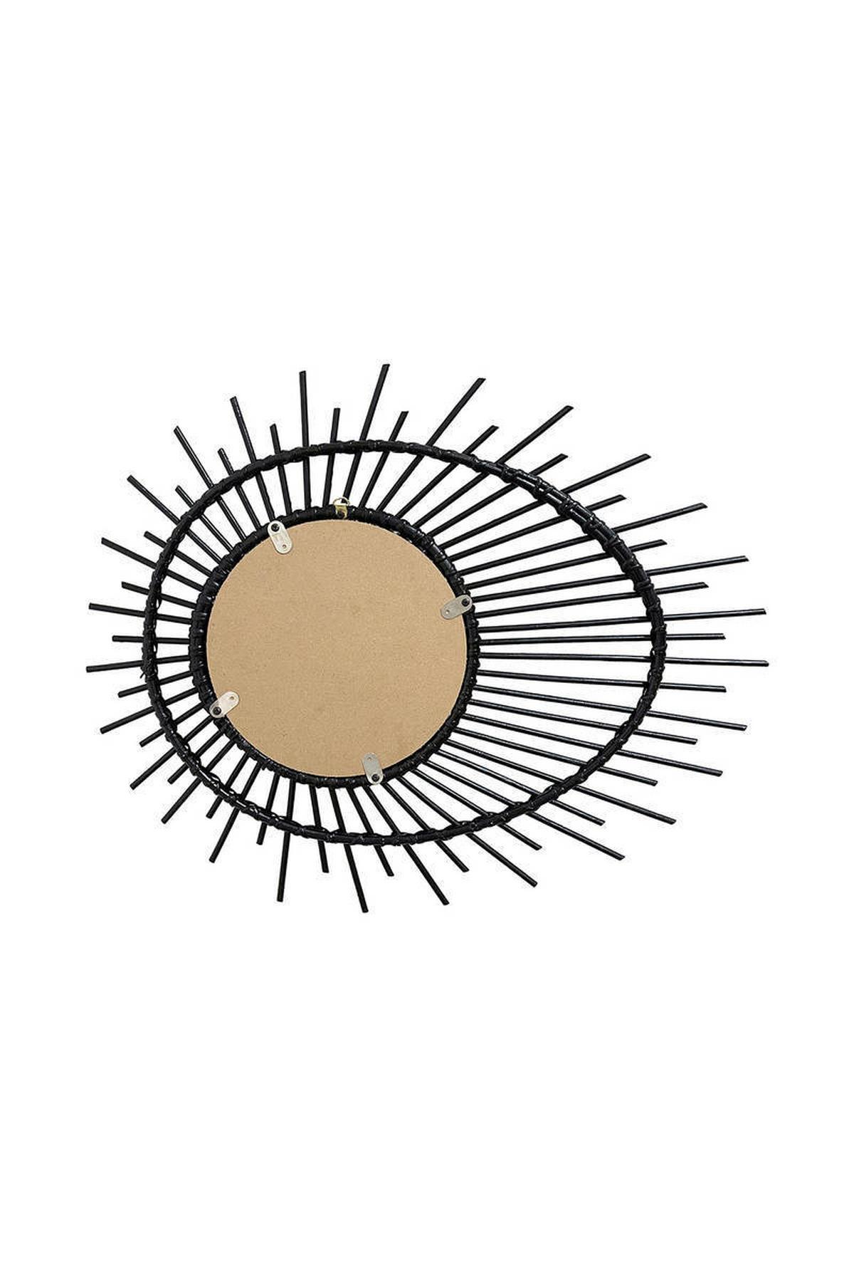 Wandspiegel Aina 58x47 Cm Mit Rattan Rahmen - Schwarz, Trend, Glas/Holz (58/47/2cm) - Kayoom