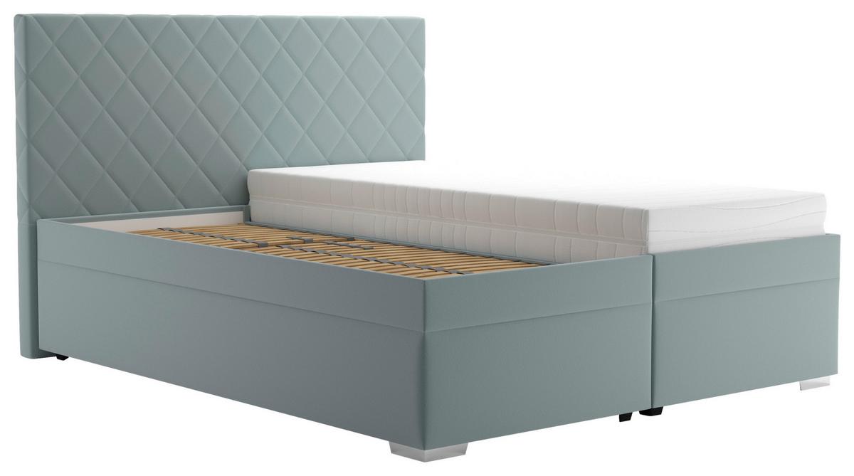 Čalúnená posteľ KLARA 160/200cm,mätovozelená - sivá/mätovozelená, Modern, drevo/textil (160/200cm)