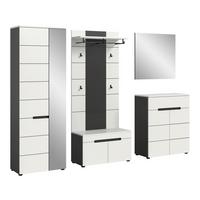 Garderobe Canu 5-Teilig Grau/Weiß B: 255 cm - Weiß/Grau, Design, Holzwerkstoff (255/190/37cm) - Livetastic