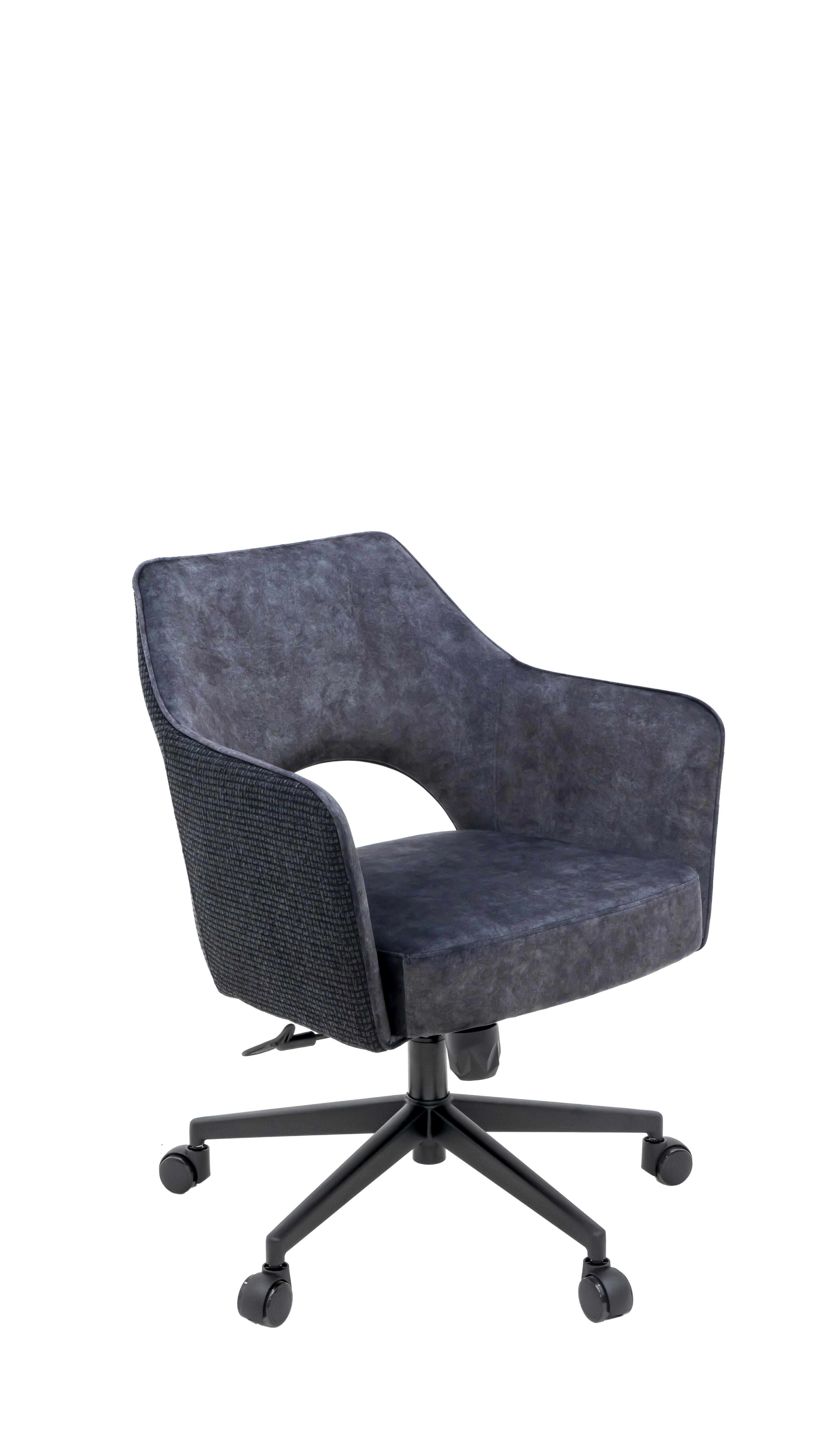 Otočná stolička VALLETTA - čierna/antracitová, Konventionell, kov/textil (63/82-88/61cm) - Premium Living