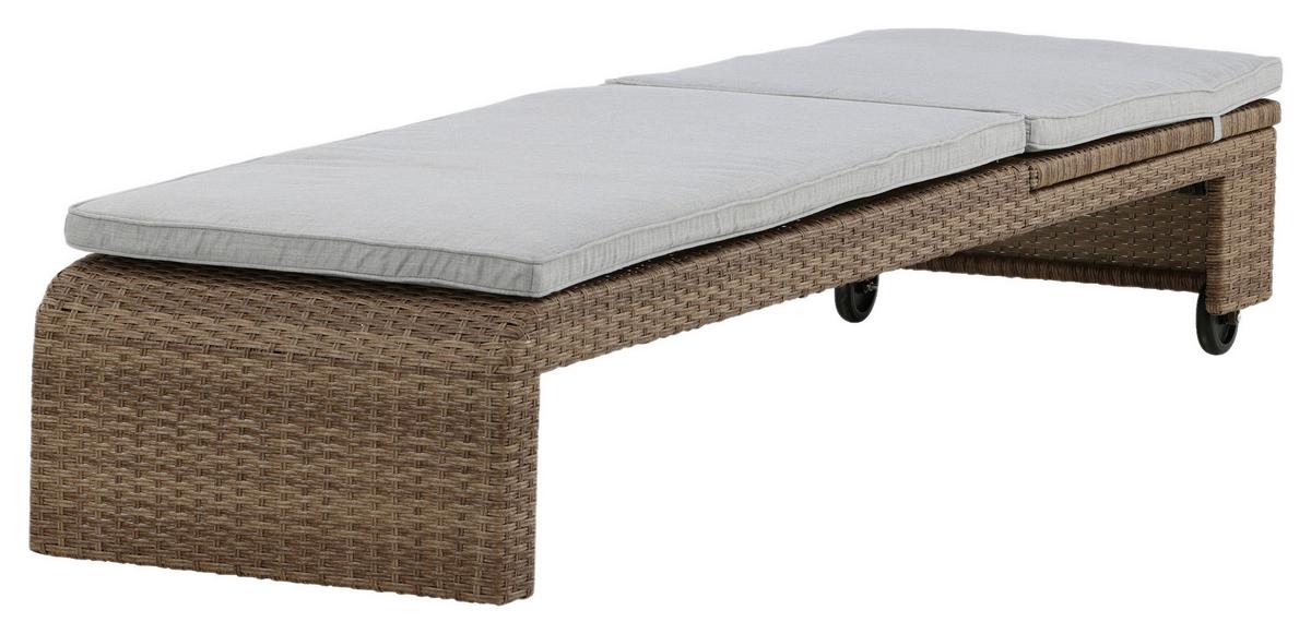 Sonnenliege London - Sandfarben/Hellbraun, KONVENTIONELL, Kunststoff/Textil (60/32/196cm) - Gardenson