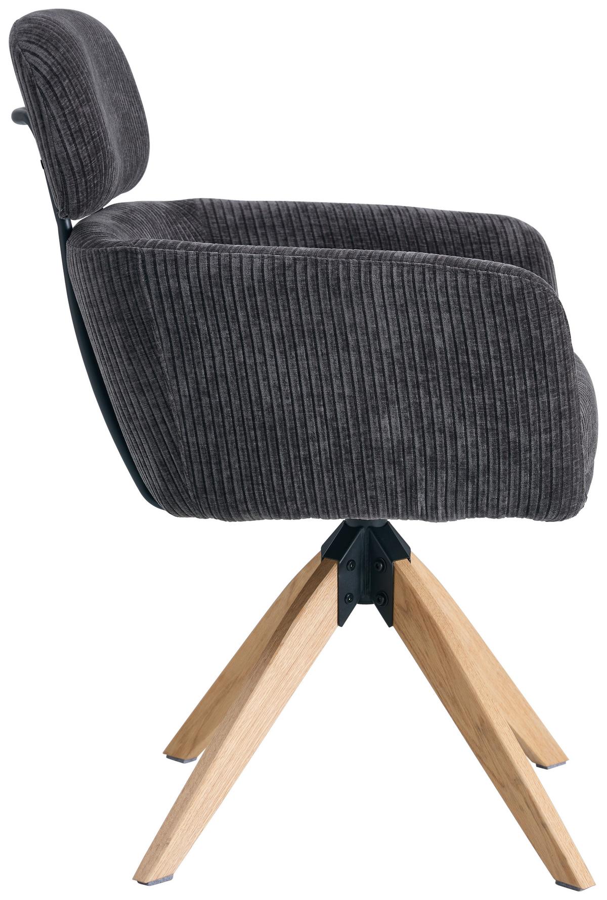 Armlehnstuhl Mattis Cord anthrazit, B: 60 cm - Anthrazit/Naturfarben, KONVENTIONELL, Holz/Textil (60/90/69cm) - Livetastic