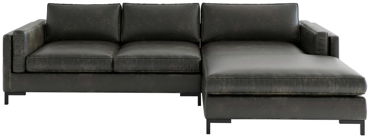 Ecksofa Packo Olivgrün S: 265x160 Cm - Schwarz/Olivgrün, Design, Textil (265/160cm) - Livetastic