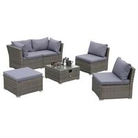 Loungegarnitur 14-tlg Malaga Grau - Grau, KONVENTIONELL, Glas/Kunststoff (190/40/181cm) - Gardenson