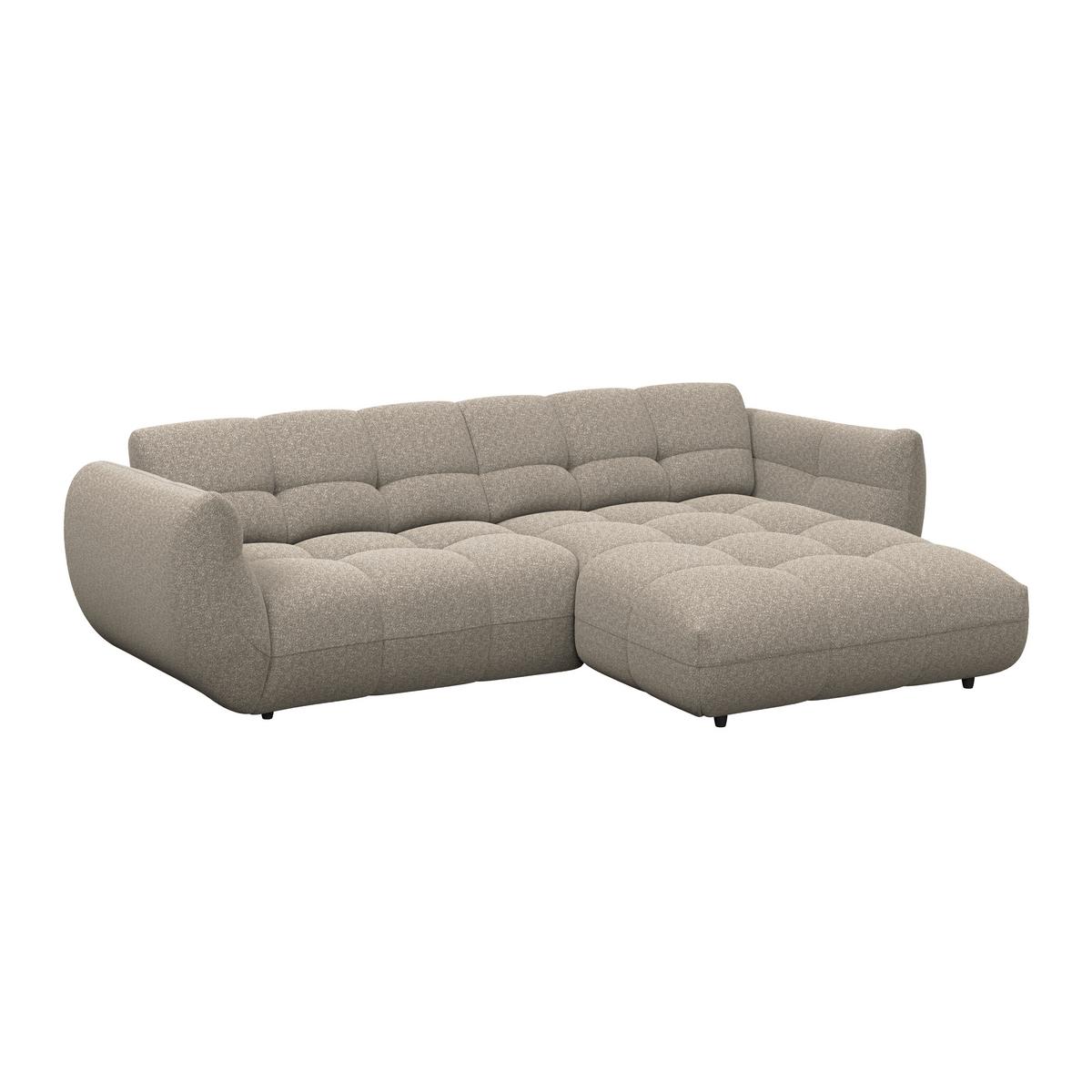 Ecksofa Panda Chenille beige, 280x178cm - Beige/Schwarz, Trend, Textil (280/178cm)