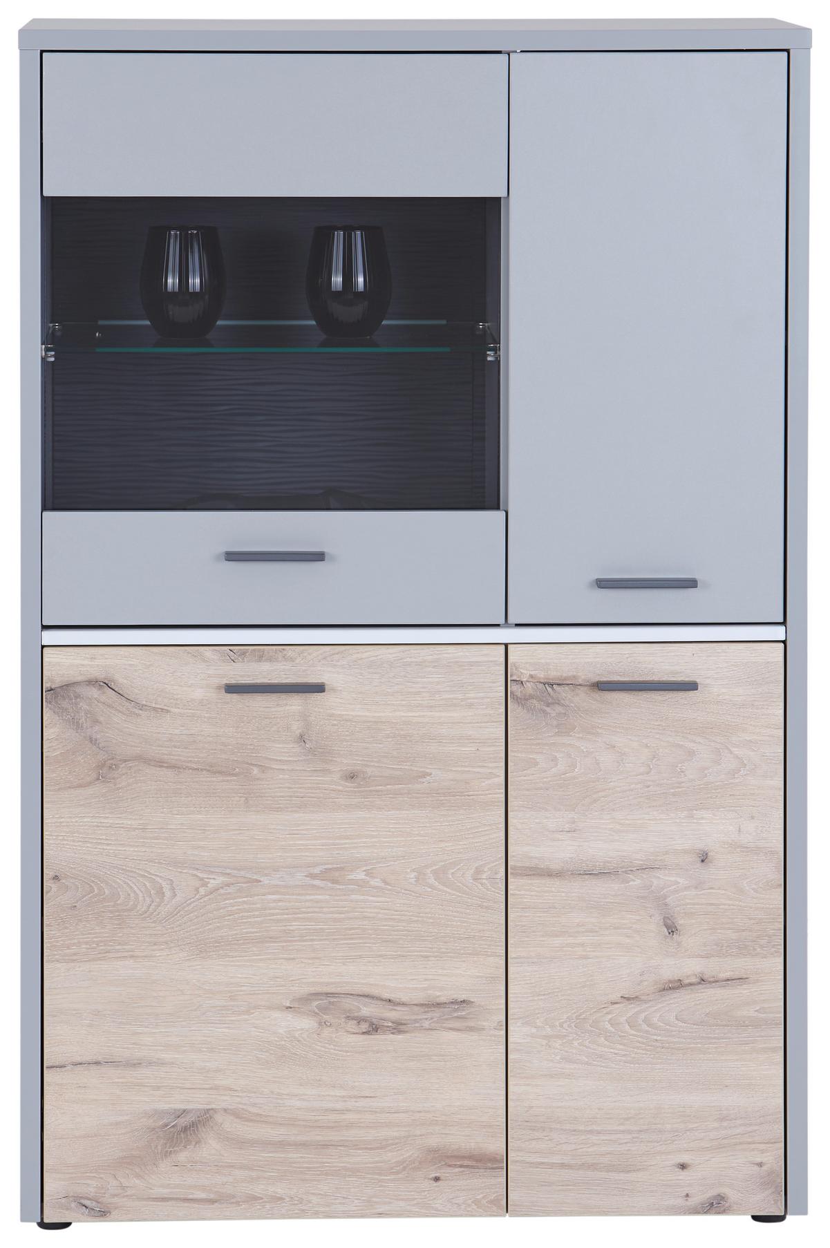 Highboard Dynamic - MODERN, Glas/Holzwerkstoff (85/133/37cm)