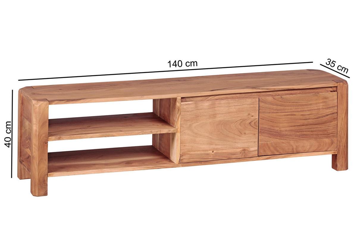 Lowboard Boha B: 140 cm Akazie Massiv - Akaziefarben, Design, Holz (140/40/35cm) - MID.YOU
