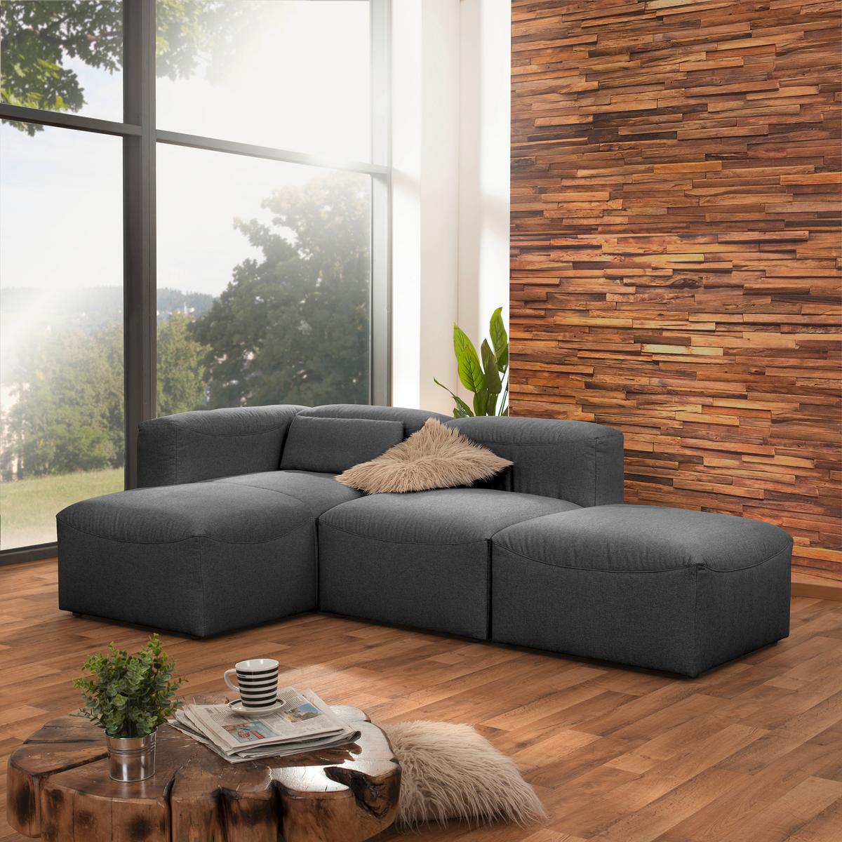 Ecksofa Lena Anthrazit Flachgewebe - Anthrazit, Design, Textil (250/73/160cm) - Max Winzer
