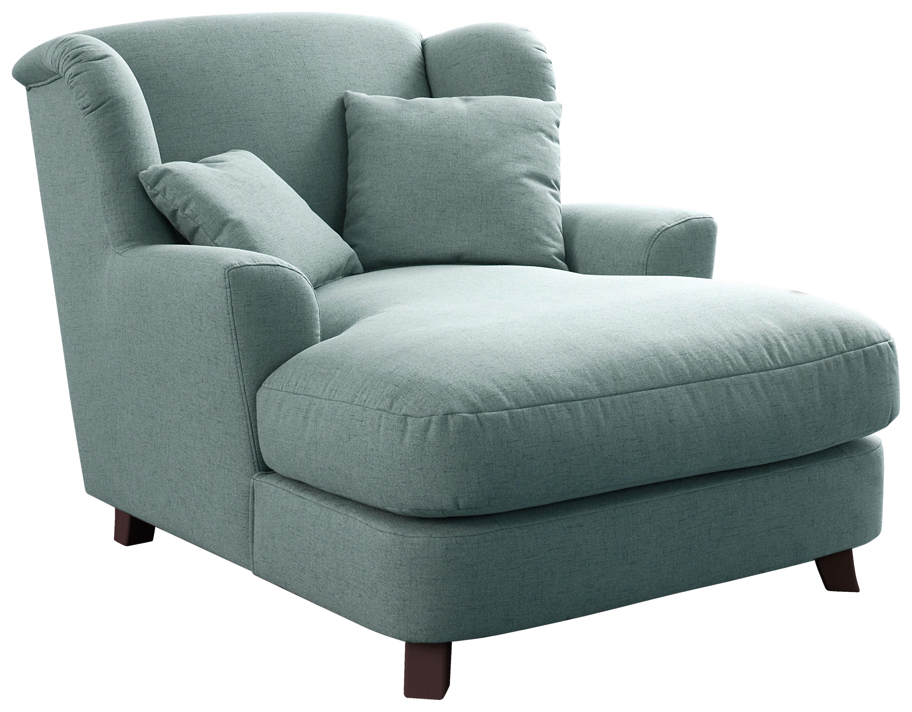XXXL-Sessel Asado blau inkl. Zierkissen, B: 109 cm - Blau/Dunkelbraun, MODERN, Textil (109/104/145cm) - Sit & More