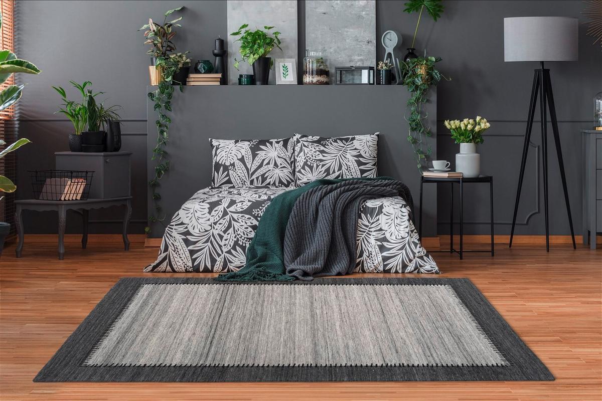 Flachwebteppich Anthrazit /Grau Phoenix 120x170 cm - Anthrazit/Grau, KONVENTIONELL, Textil (120/170cm) - Kayoom