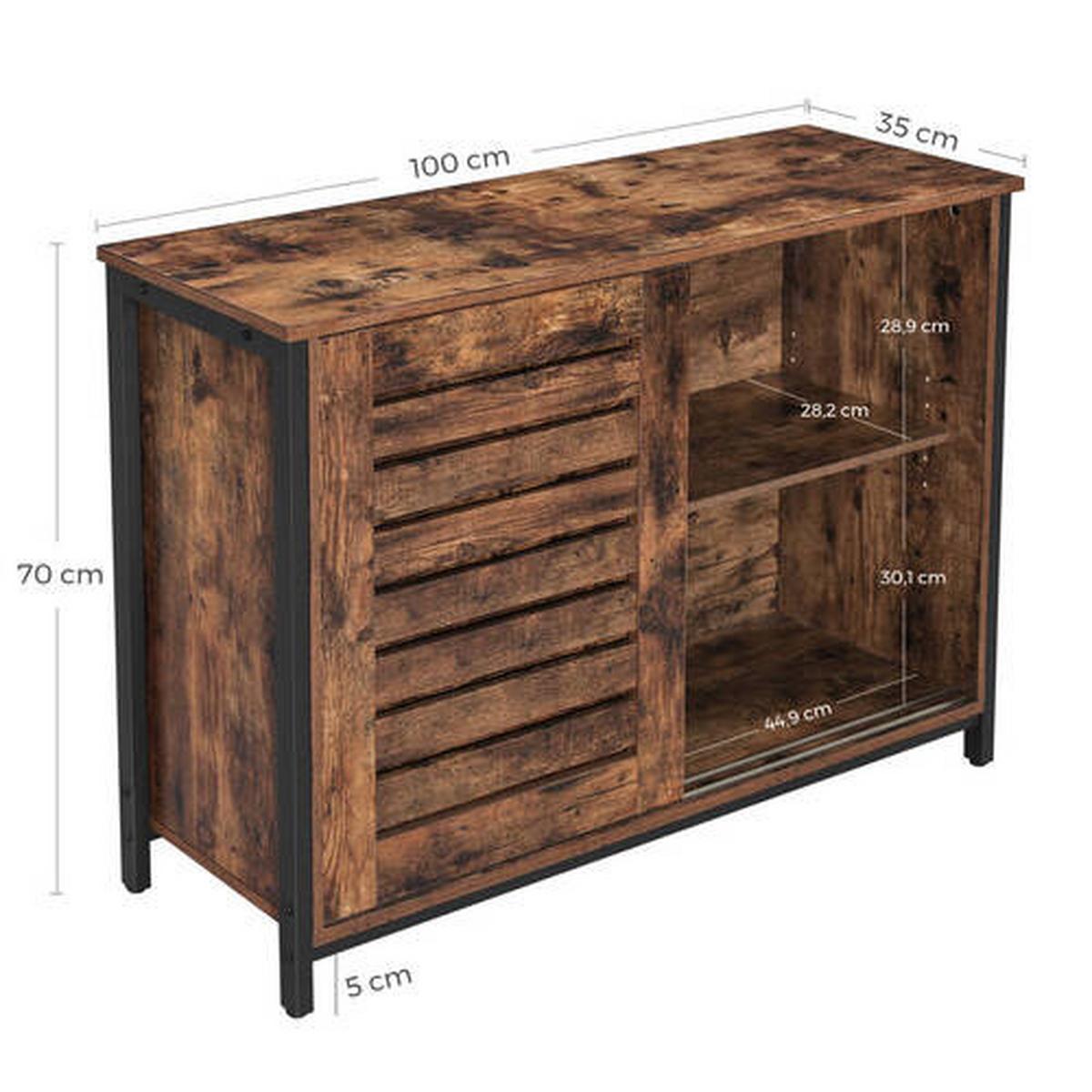 Kommode B: 100 cm Braun/Schwarz - Schwarz/Braun, Trend, Holzwerkstoff/Metall (100/70/35cm) - Boxxx