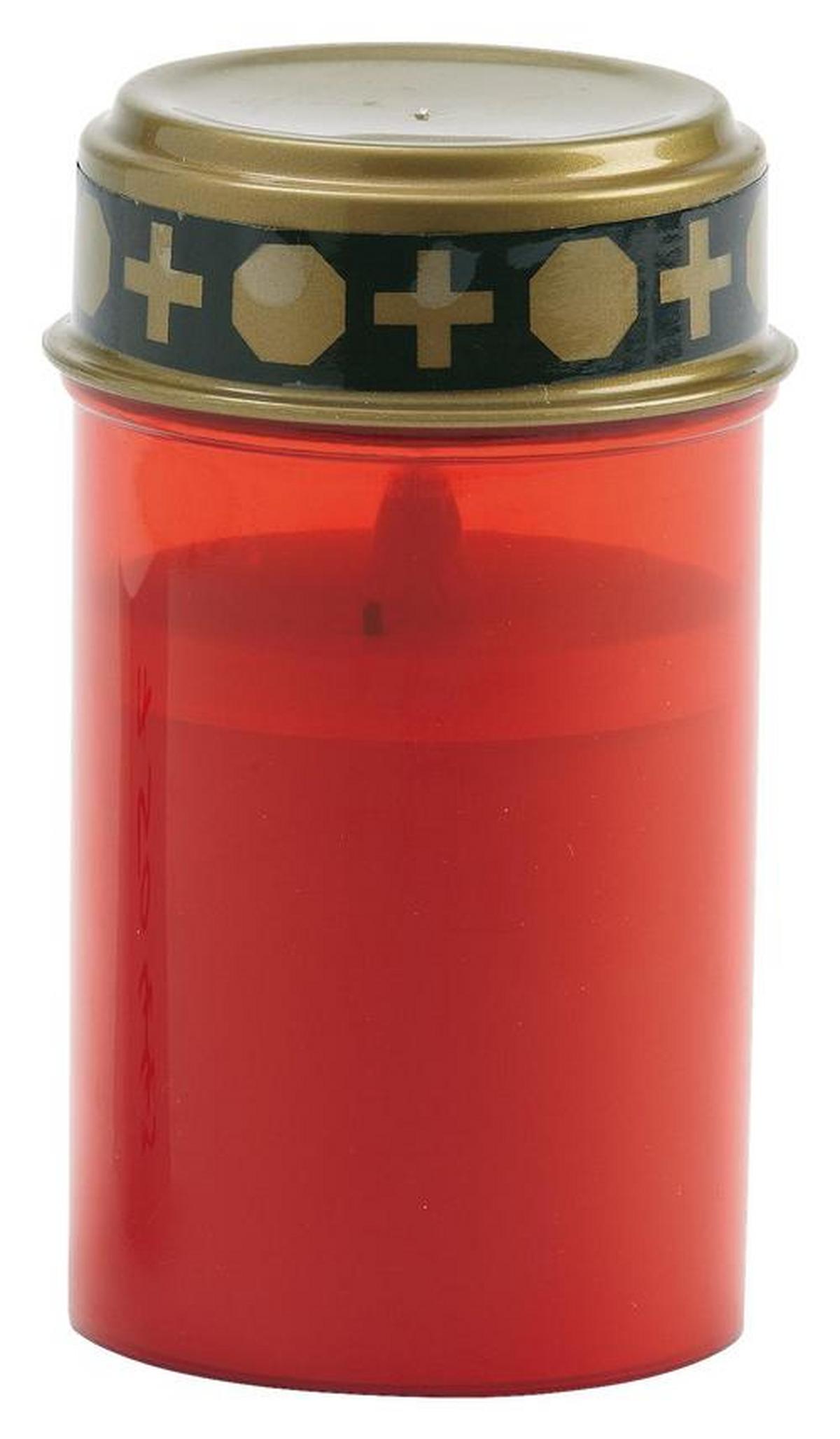 Grabkerze Led Roxanne Weiß oder Rot, Ø/H: 7,5/12,5 cm - Rot/Weiß, Basics, Kunststoff (7,5/12,5cm)