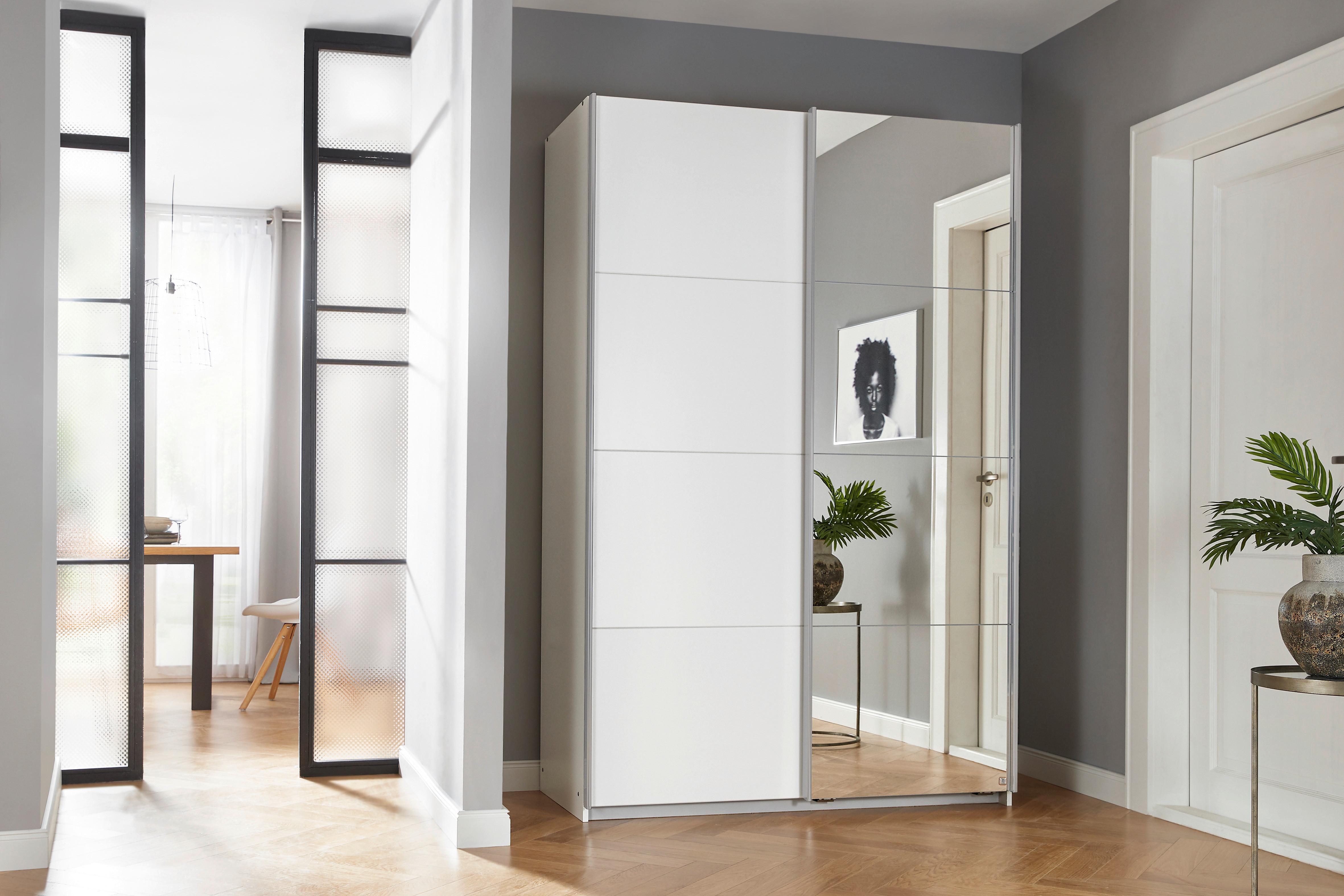 Schwebetürenschrank Subito - Silberfarben/Weiß, MODERN, Holzwerkstoff (136/197/61cm) - Rauch Möbel