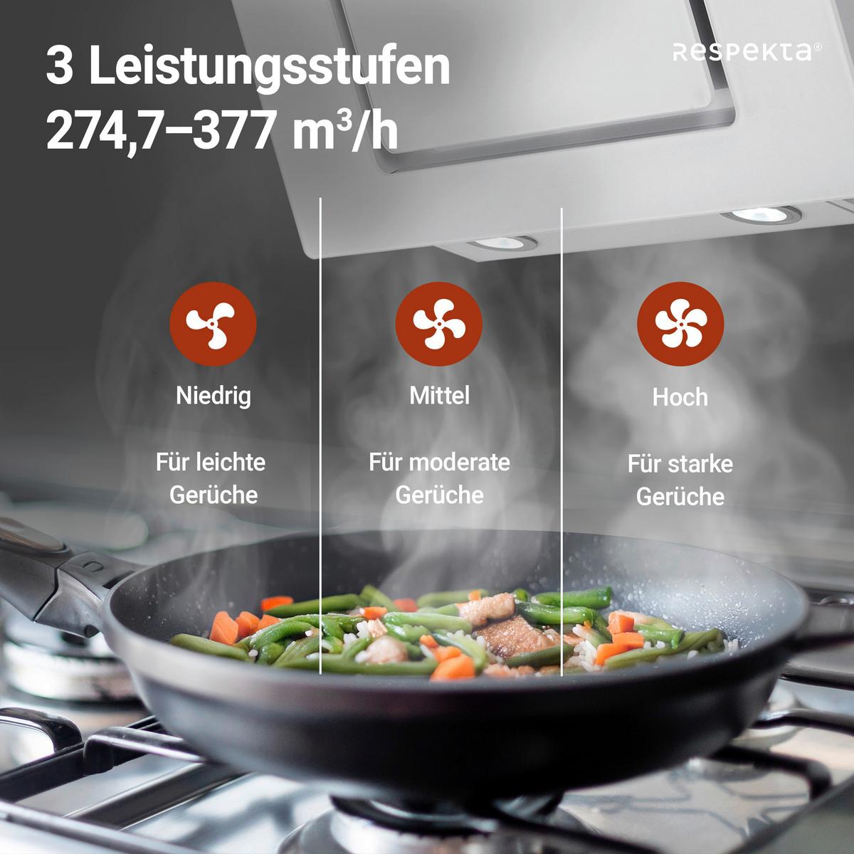 Dunstabzugshaube Svea Weiß B: 60 cm, Led - Weiß, Trend, Glas/Metall (60/73,9-111,9/35cm) - Respekta