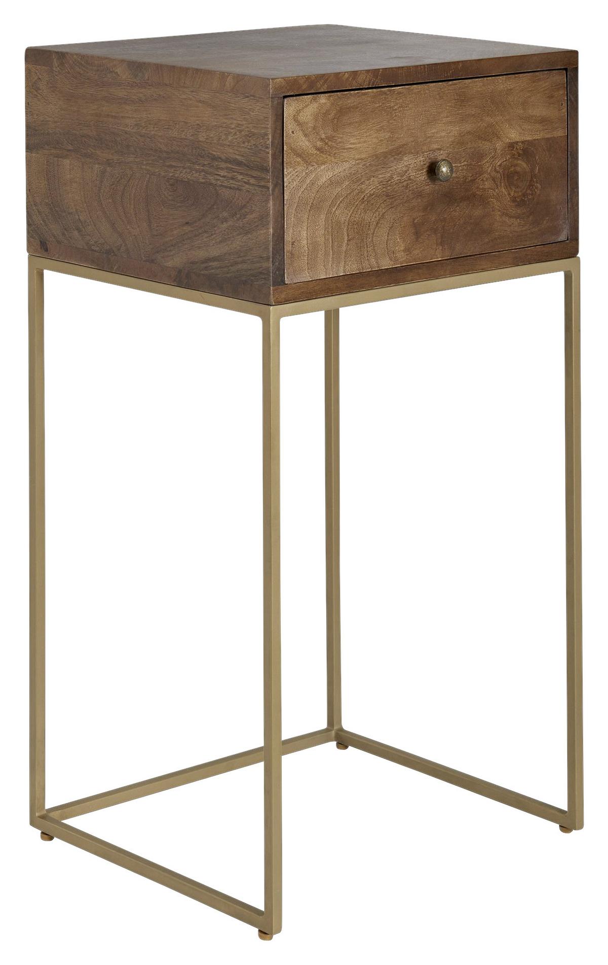Nachtkästchen Braun Mangoholz Massiv H: 76 Cm - Goldfarben/Braun, MODERN, Holz (40/76/35cm) - MID.YOU