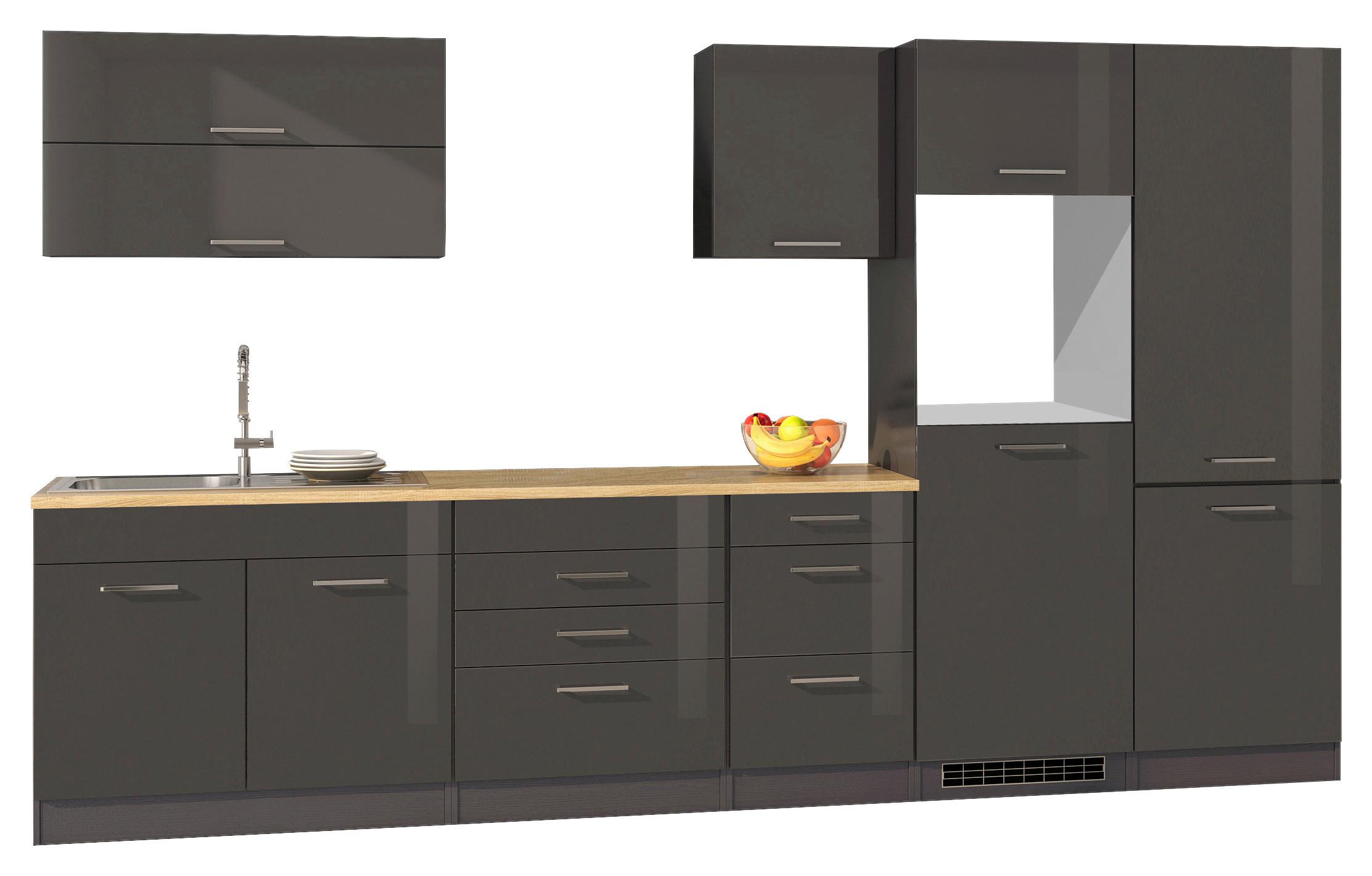 Küchenleerblock Mailand Graphitfarben B: 350cm - Graphitfarben/Sonoma Eiche, MODERN, Holzwerkstoff (350cm) - Held