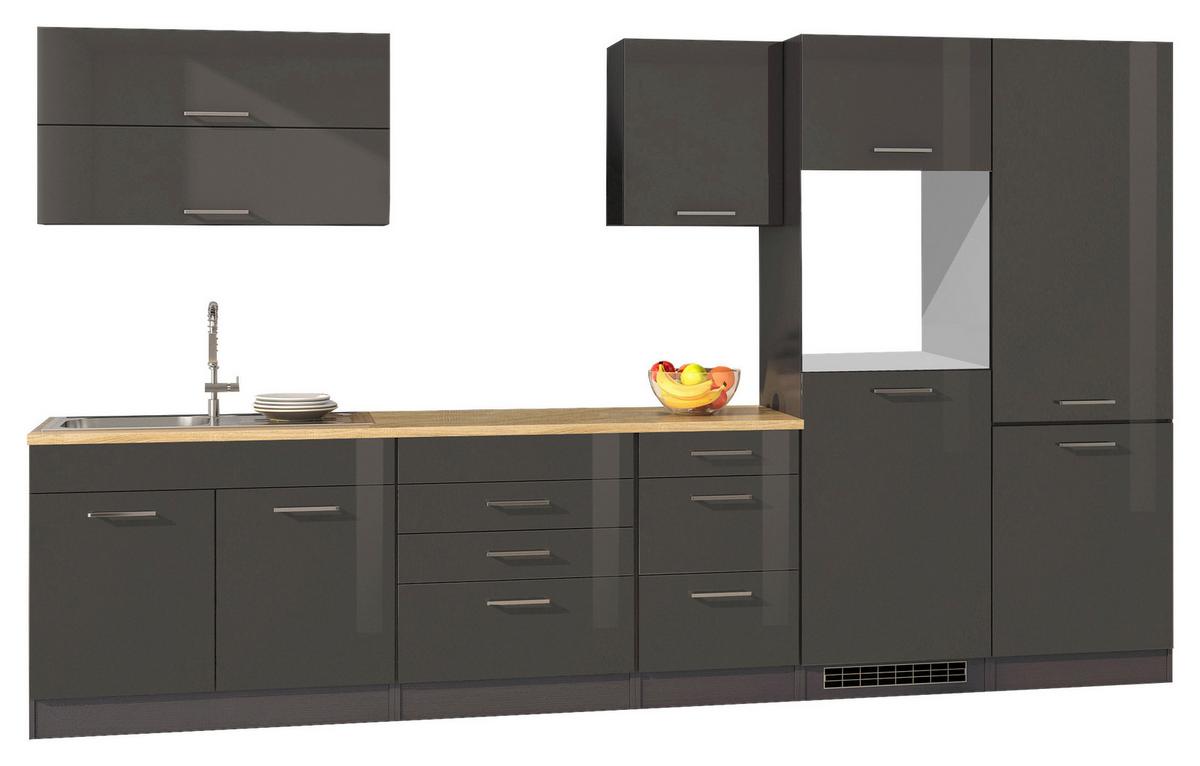 Küchenleerblock Mailand Graphitfarben B: 350cm - Graphitfarben/Sonoma Eiche, MODERN, Holzwerkstoff (350cm) - Held