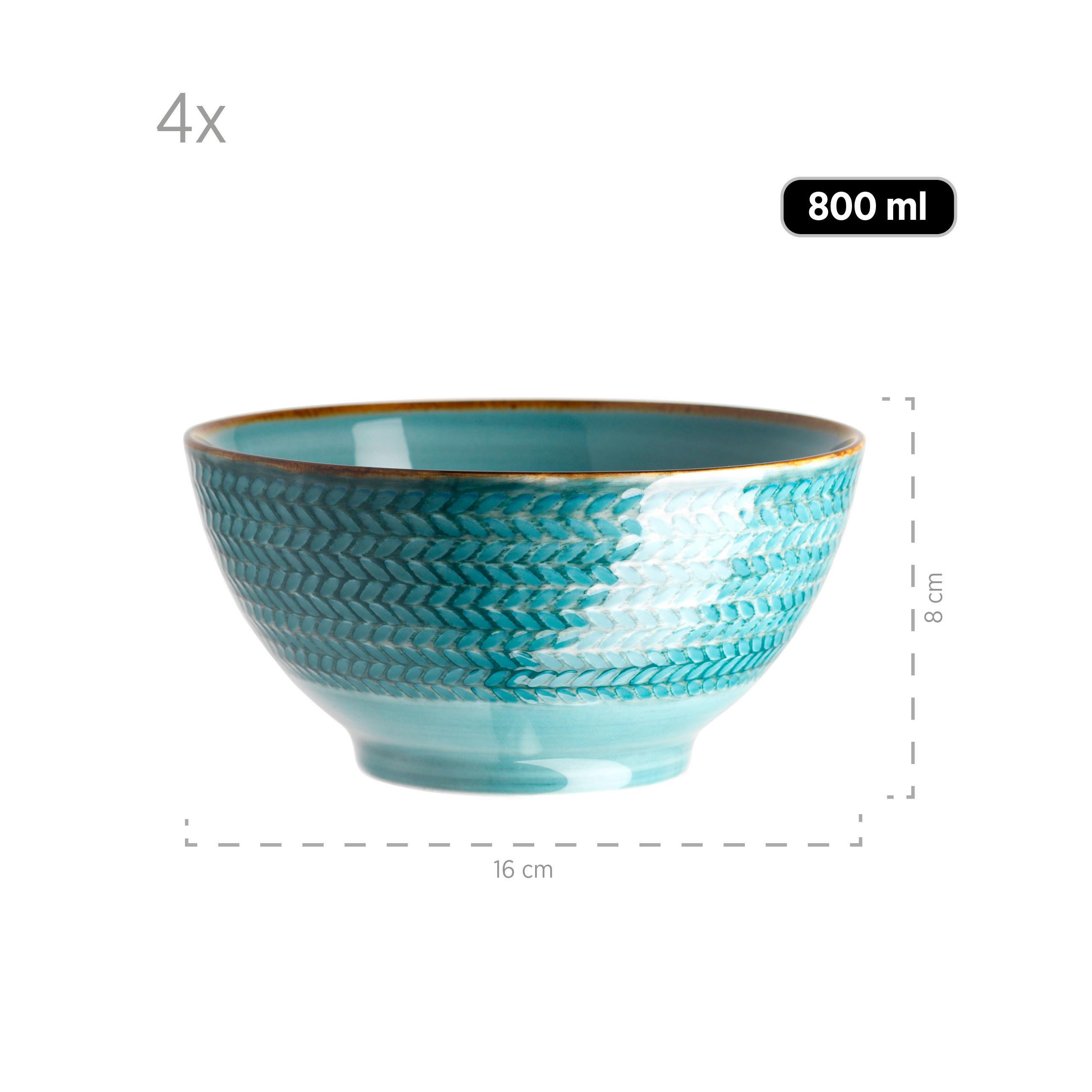 Schüsselset Prospero Blau 4-Tlg. Rund B: 16 Cm - Blau, Basics, Keramik (16/8/16cm) - Mäser