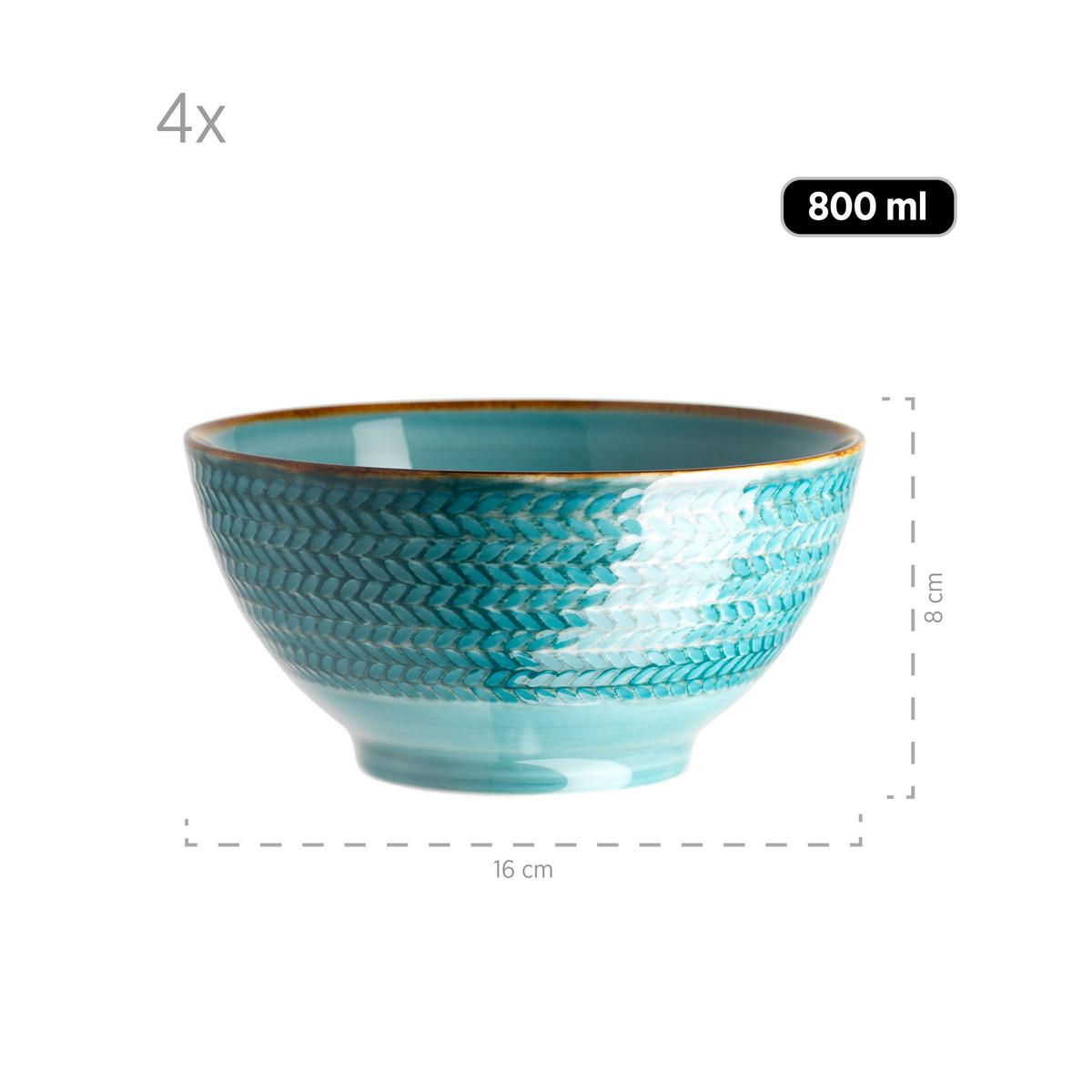 Schüsselset Prospero Blau 4-Tlg. Rund B: 16 Cm - Blau, Basics, Keramik (16/8/16cm) - Mäser