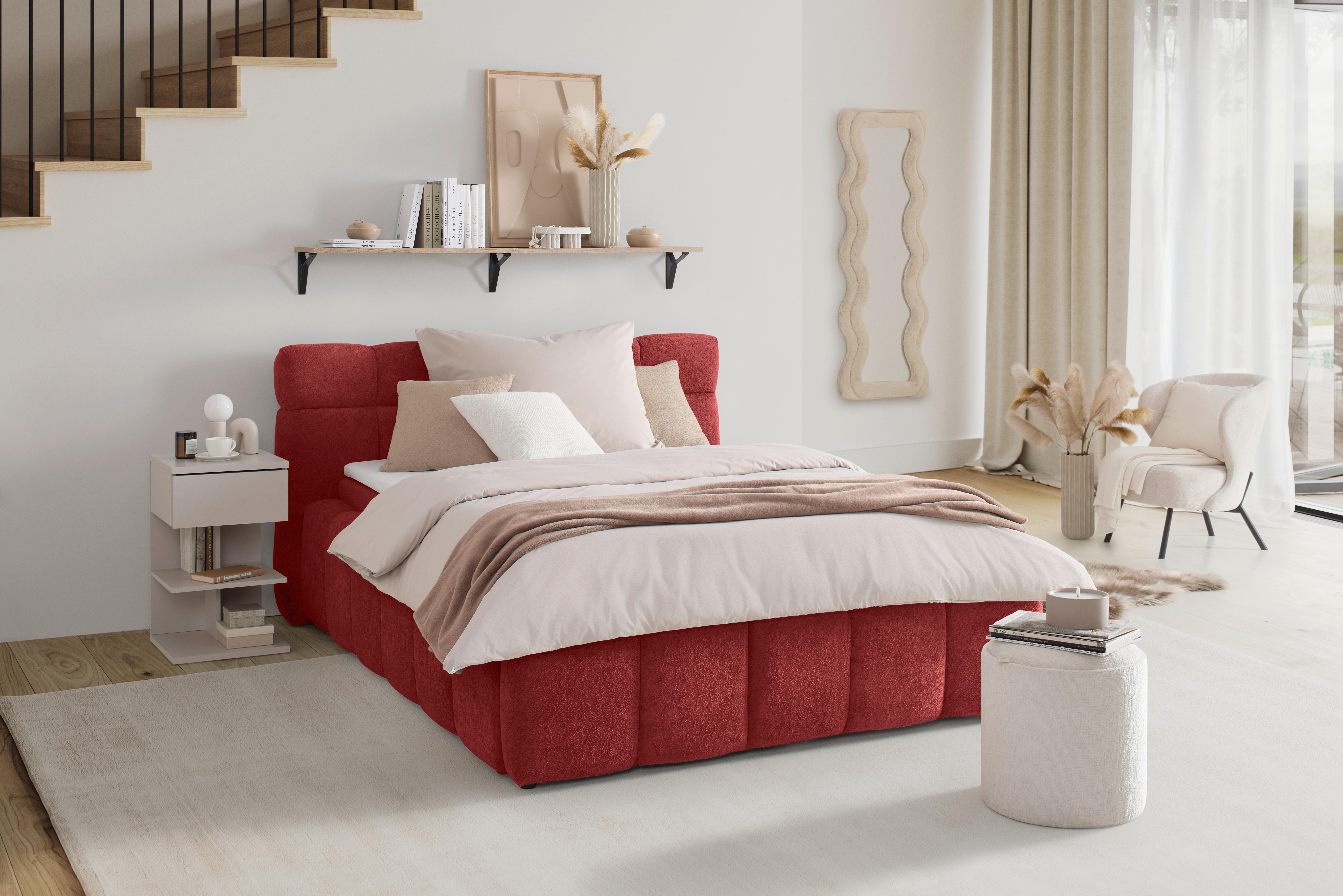 Čalouněná postel MONTE 120x200, červená - černá/červená, Konvenční, textil/plast (120/200cm) - Based