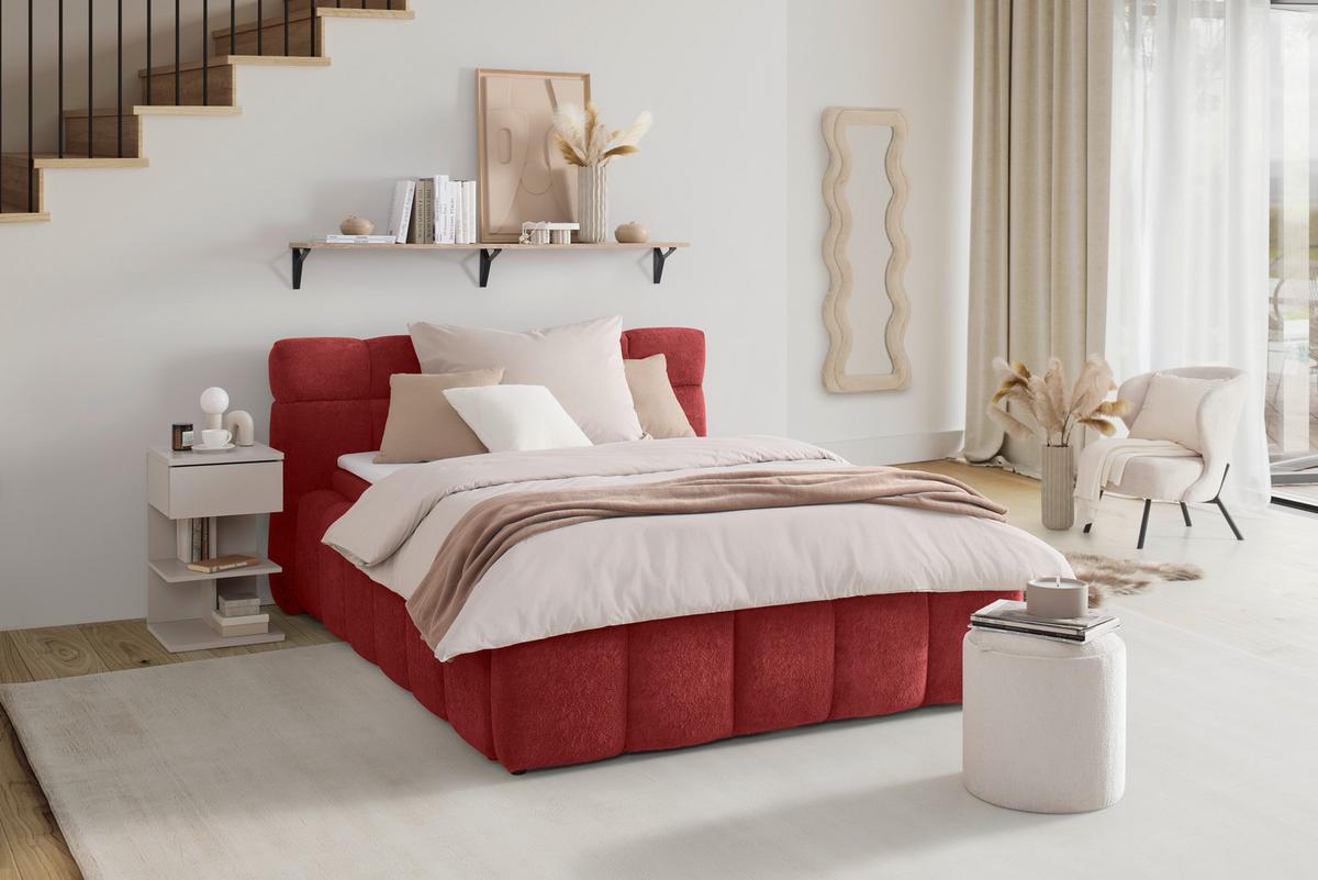 Čalúnená posteľ MONTE 120x200, červená - čierna/červená, Konventionell, textil/plast (120/200cm) - Based