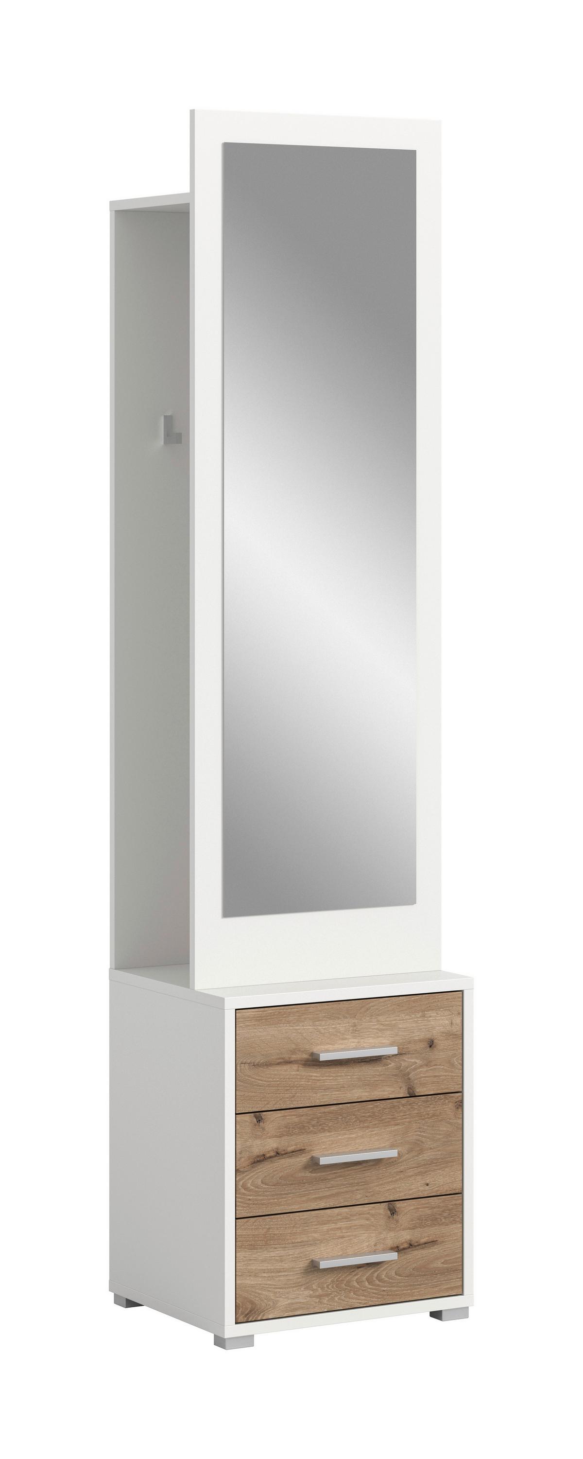 Garderobe Polo 2-teilig Eiche Dunkel/weiß B: 45 Cm - Eiche dunkel/Weiß, Design, Holzwerkstoff (45/190/38cm) - Livetastic