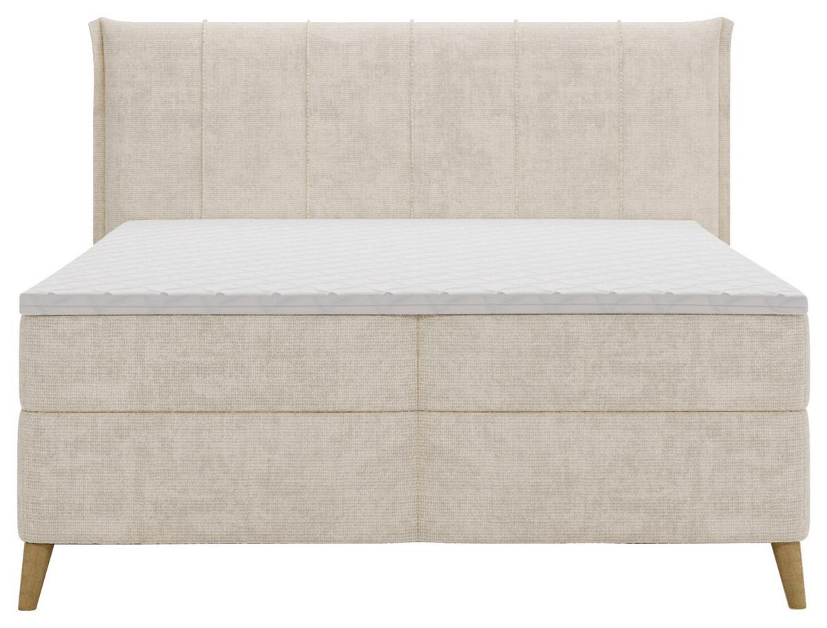 Americká posteľ VELORIA 140x200, béžová - prírodná farba/béžová, Konventionell, drevo/textil (140/200cm) - Mömax