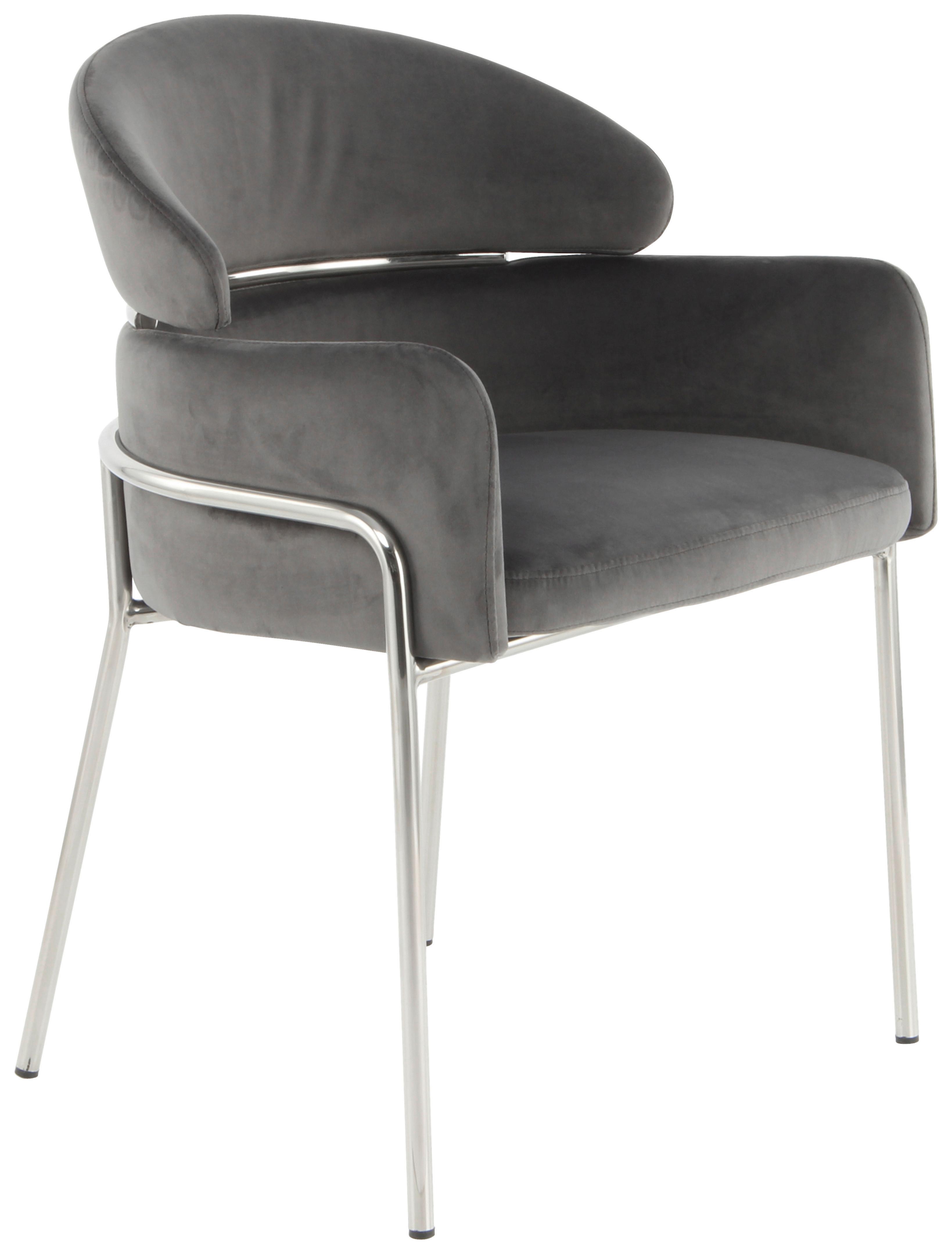 Židle s područkami šedá/barvy stříbra - šedá/barvy stříbra, Moderní, kov/textil (58/79/57cm) - MID.YOU