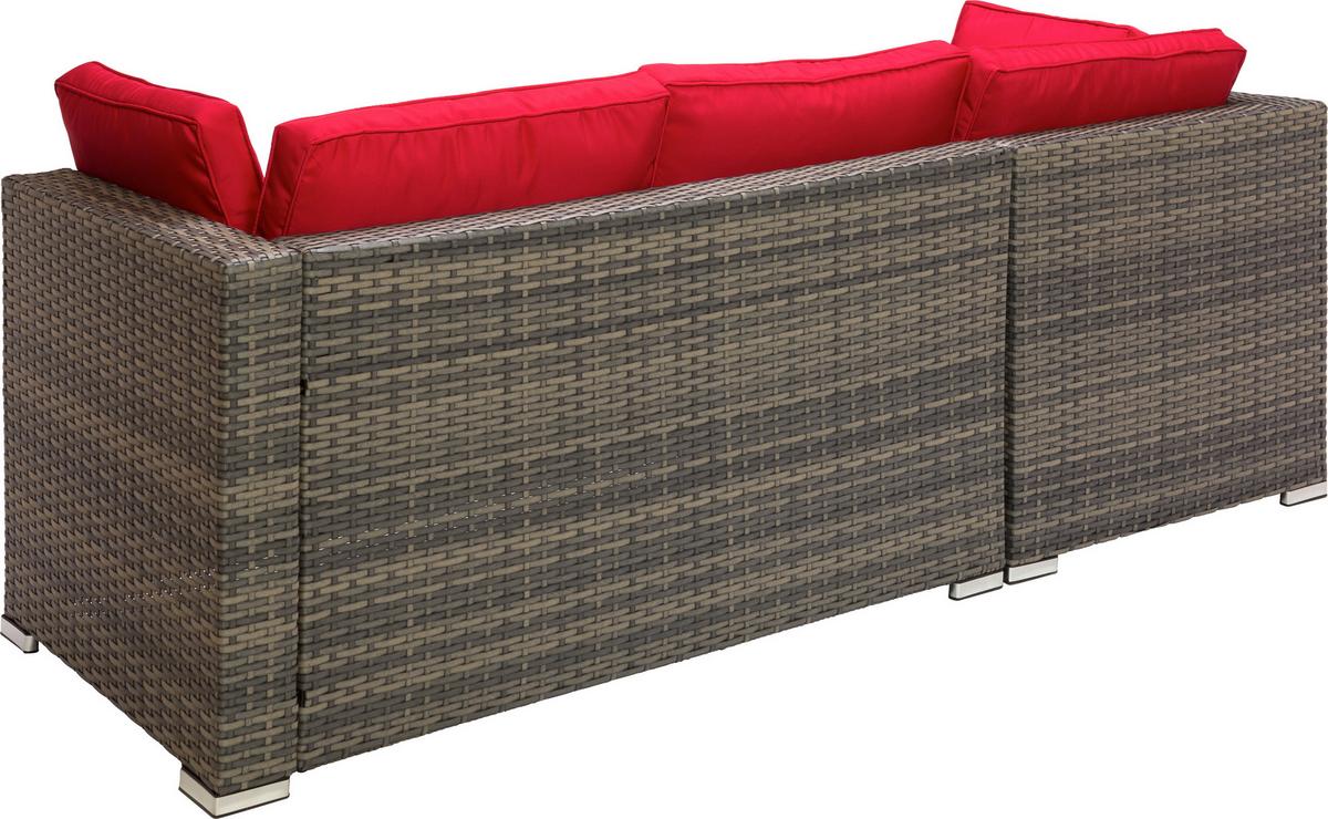 Lounge Garnitúra Leona - barna/piros, Modern, műanyag/üveg (146/199cm) - Luca Bessoni