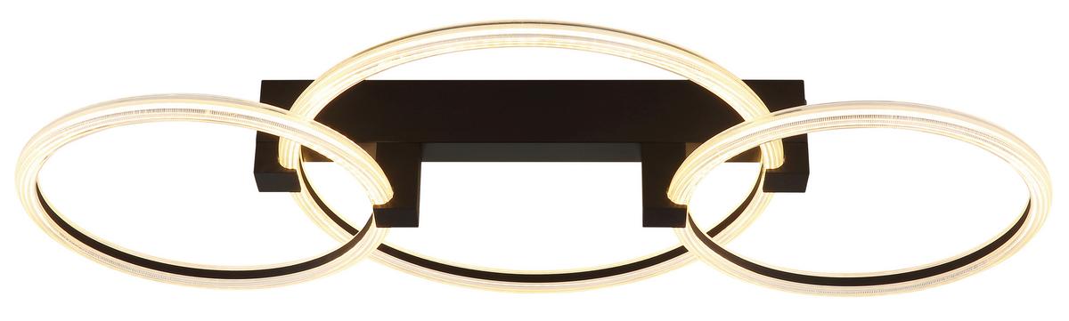 STROPNÉ LED SVIETIDLO FLETCHER - priehľadné/čierna, Design, kov/plast (76,1/38/11,5cm) - Globo