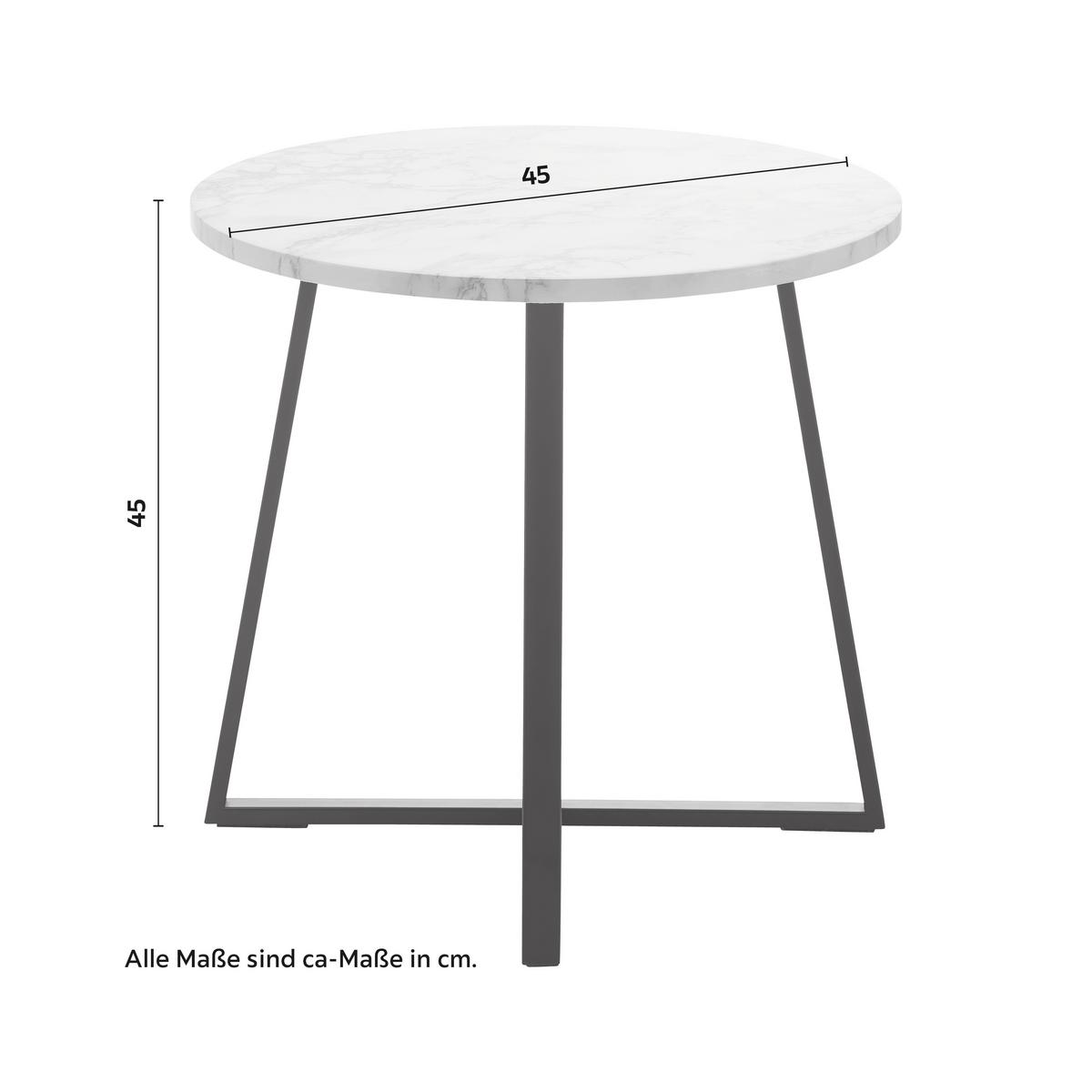 Konferenční stolek Silvia - bílá/černá, Moderní, kov/kompozitní dřevo (45/45/45cm) - Bessagi Home
