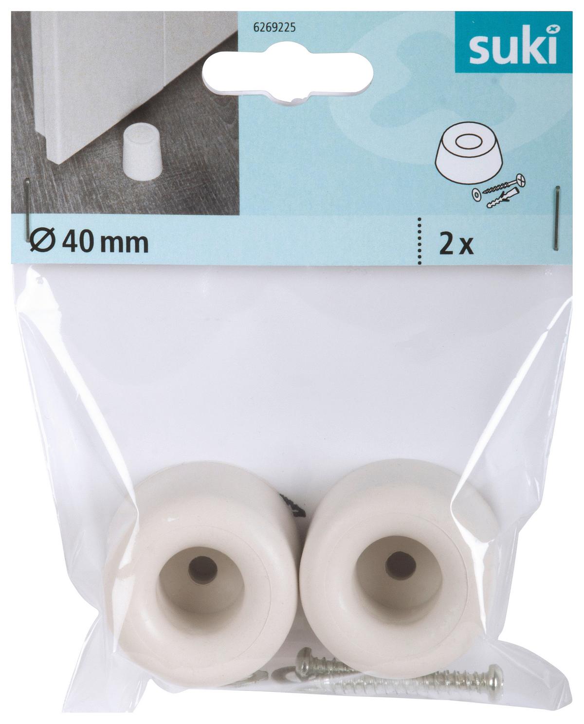 Türstopper 2 Stk. DxH: 4x3 cm aus Kunststoff, Boden - Weiß, Kunststoff (4/3cm) - Suki