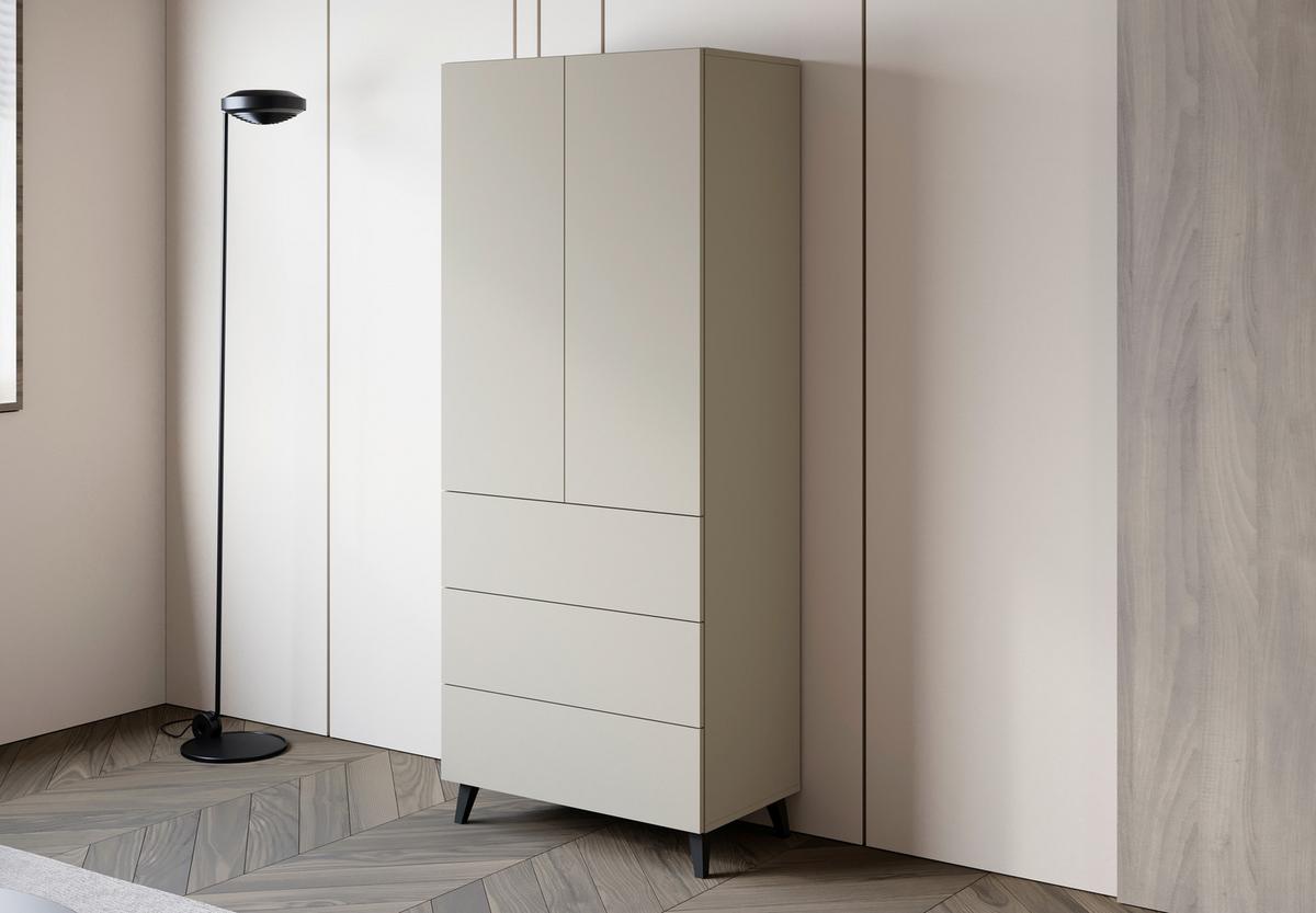 Highboard Phuket kaschmir B: 70cm - Kaschmir/Schwarz, Design, Holzwerkstoff (70/170/39cm) - P & B