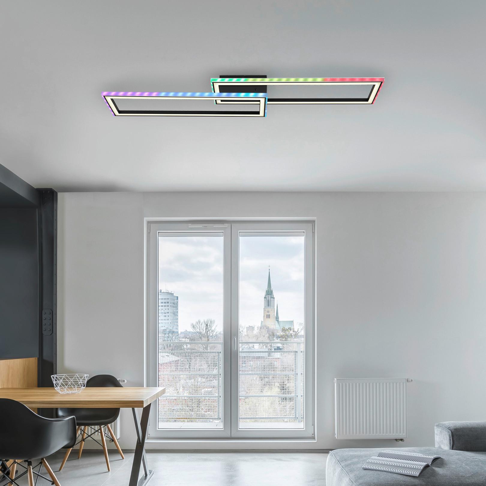 LED-Deckenleuchte 67365 - Opal/Schwarz, Design, Kunststoff/Metall (94,5/24/5,5cm) - Globo