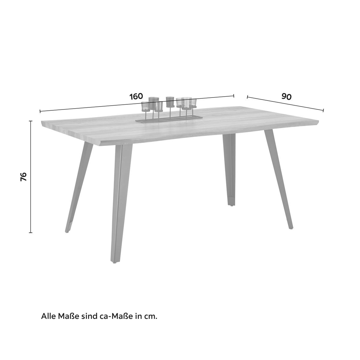 Jídelní stůl DIEGO 160 - černá/barvy dubu, Moderní, kov/kompozitní dřevo (160/76/90cm) - Bessagi Home