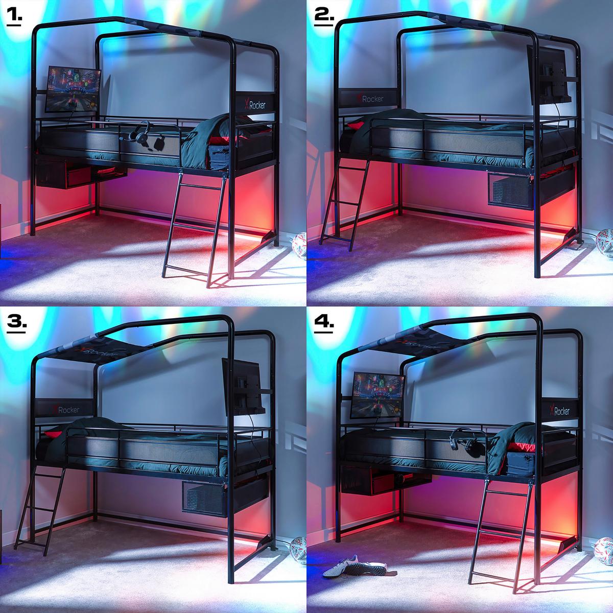 Etagenbett Schwarz, Lf: 90x190 Cm - Schwarz, MODERN, Metall (90/190cm) - X Rocker