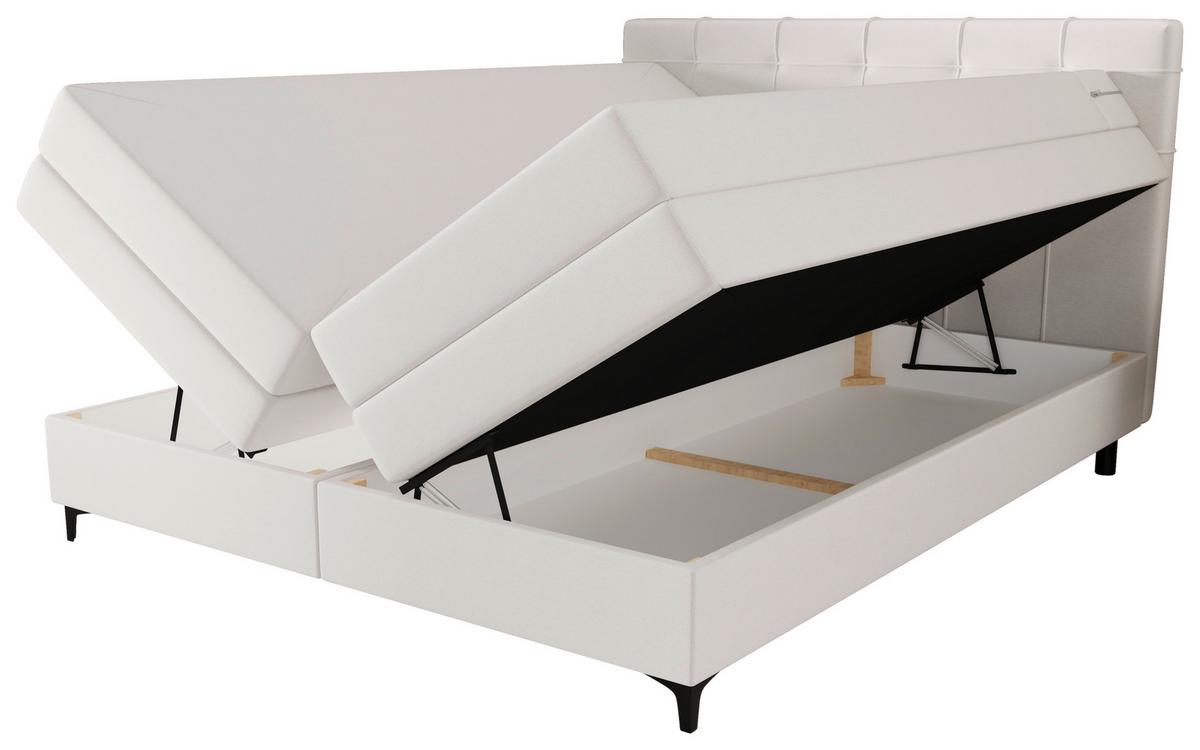 Boxspringbett Mitto mit Topper 180x200 cm - Creme/Schwarz, KONVENTIONELL, Textil/Metall (180/200cm)