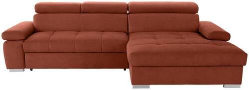 Ecksofa Mit Bettkasten Perry Rostfarben 292x183 Cm - Rostfarben/Silberfarben, Design, Textil (292/183cm) - Livetastic