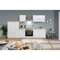 Küchenzeile ohne Geräte B: 300 cm Eiche Dekor/Weiß, Modern - Eichefarben/Weiß, Basics, Holzwerkstoff (300cm) - Respekta