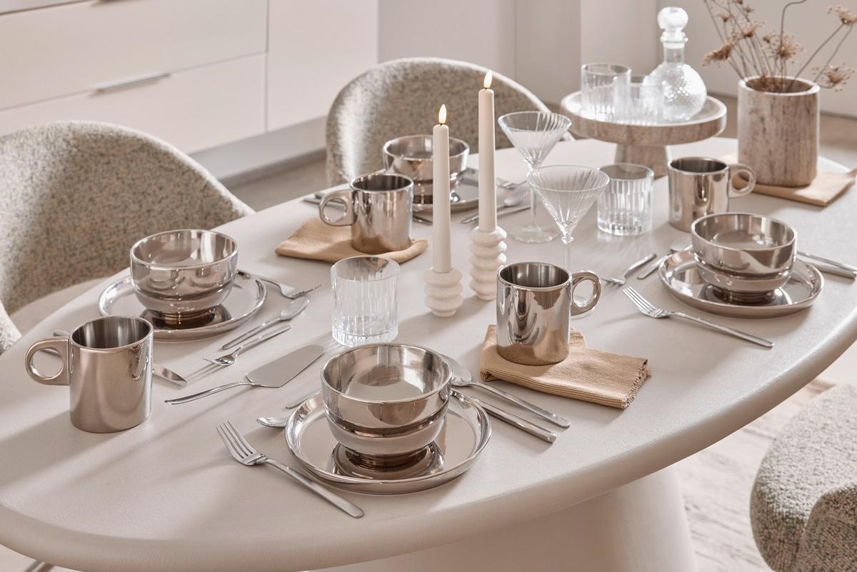 Dezertný tanier SHINY SILVER - strieborná, Modern, keramika (21,5/2,3cm) - Mömax