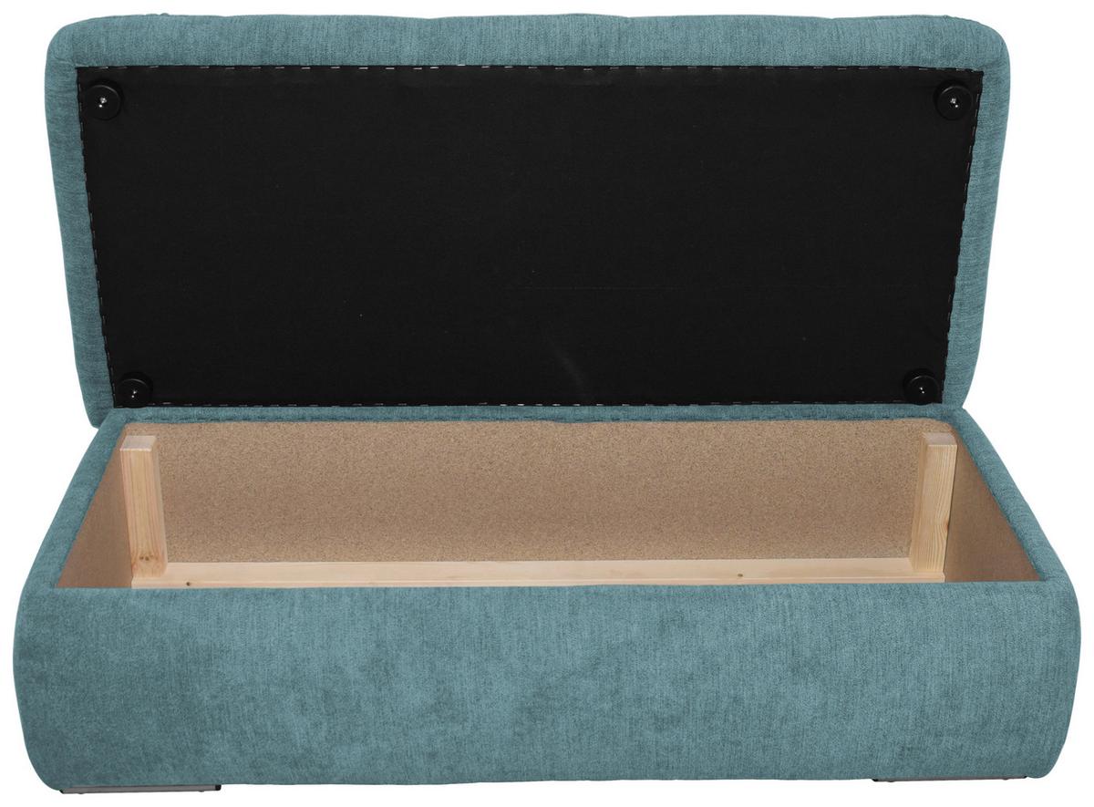 Hockerbank Moric Mikrofaser Petrol H: 43 cm inkl. Stauraum - Chromfarben/Petrol, KONVENTIONELL, Textil (136/43/64cm) - MID.YOU