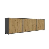 Sideboard Mailand Anthr./eiche Dekor B: 263,5cm - Anthrazit/Schwarz, MODERN, Holzwerkstoff (263,5/73/33cm) - MID.YOU