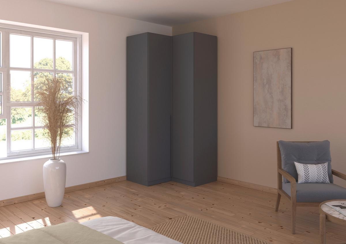 Eckkleiderschrank Alabama Grau Metallic B: 100 Cm - Grau, MODERN, Holzwerkstoff (100/229/102cm) - Rauch Möbel