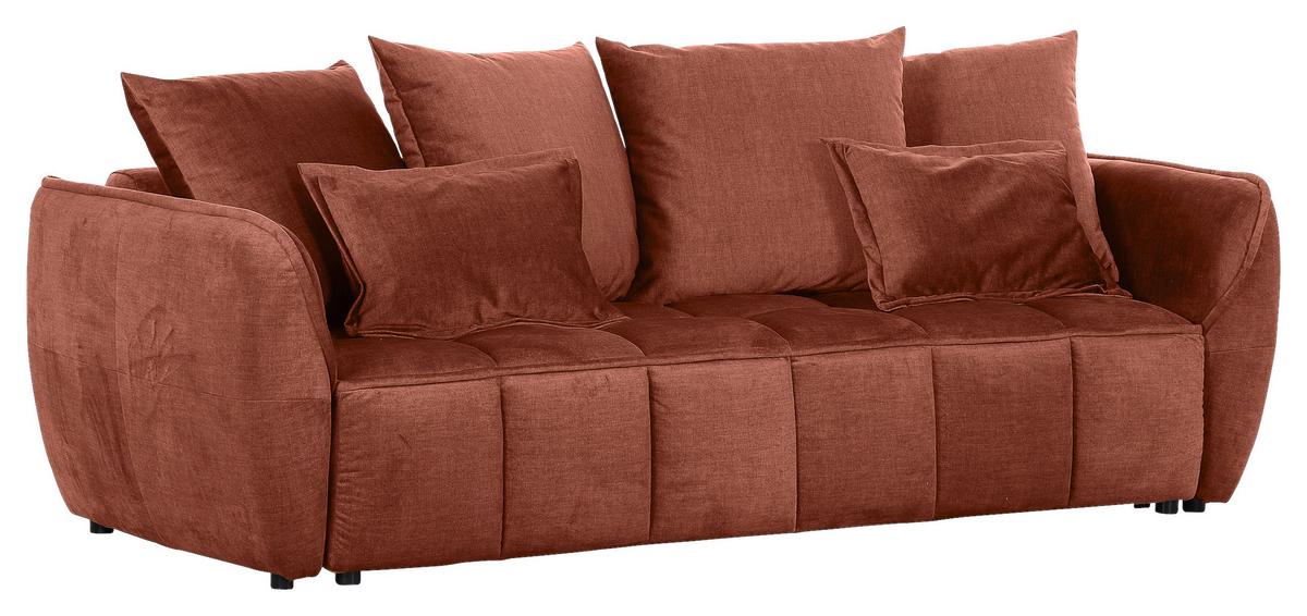 2-Sitzer-Sofa Mit Schlaffunktion Meyford B:250cm - Rostfarben/Schwarz, KONVENTIONELL, Textil (250/70/118cm) - MID.YOU