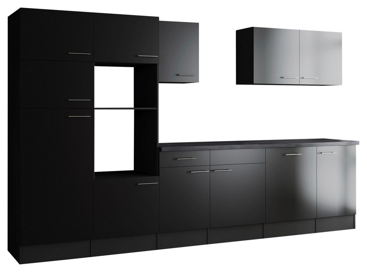 Küchenleerblock Oliver Grau, Schwarz B: 340 Cm - Schwarz/Grau, Design, Holzwerkstoff (340cm) - Respekta