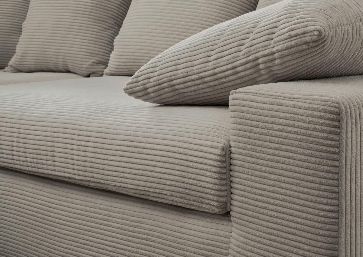 Viersitzer-sofa Avellino Graubraun B: 308 Cm - Graubraun/Schwarz, MODERN, Textil (308/80/140cm) - Livetastic