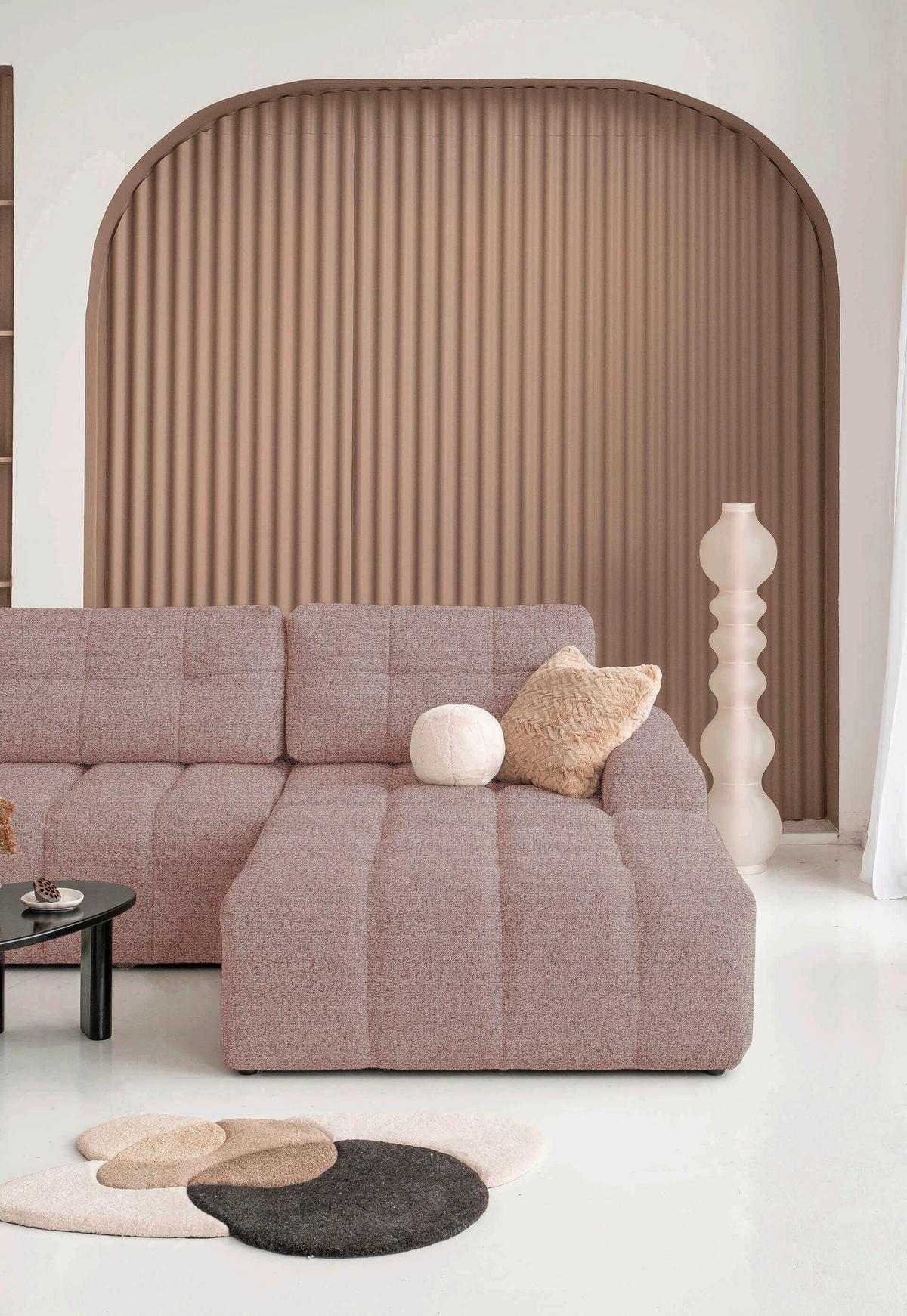 Ecksofa Lulu Rot S: 268x184cm - Rot/Schwarz, Design, Textil (268/184cm) - MID.YOU