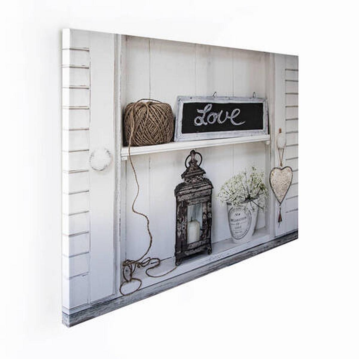 Leinwandbild Love Grau - Grau, Basics, Wellpappe/Textil (100/75/3cm)
